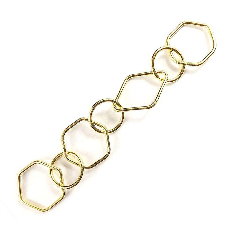 Hexagon and round link chain crafted with 18K Gold Overlay Over Copper featuring bold geometric forms for modern jewelry styling and statement looks