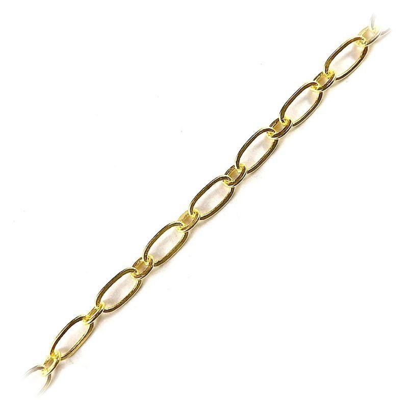 Small oval link chain crafted with 18K Gold Overlay Over Copper featuring slim elongated links for lightweight and subtle jewelry styling