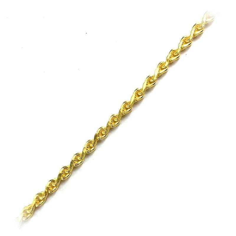 18K Gold Overlay Over Copper slim 3MM link chain with smooth rounded connections suitable for delicate necklaces bracelets and custom jewelry styling