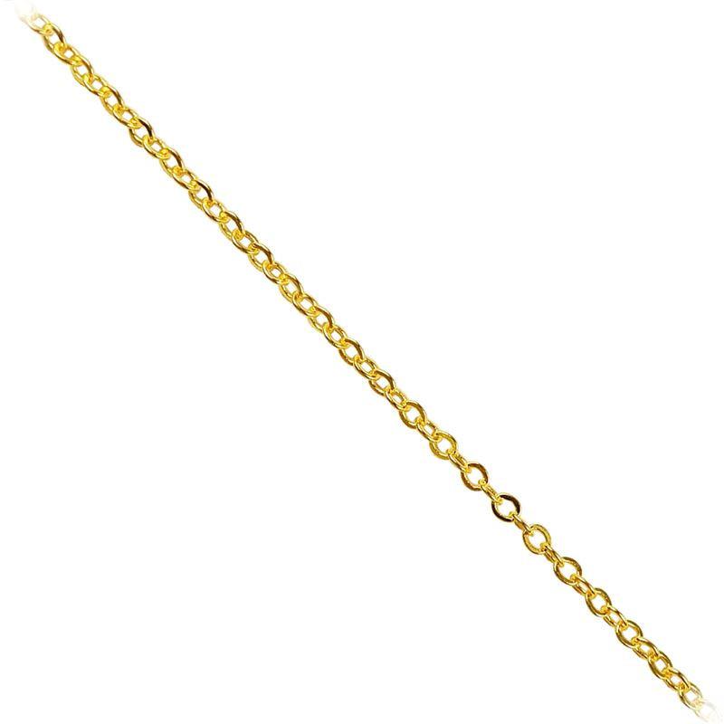 Delicate 18K Gold Overlay Over Copper fine oval link jewelry chain with polished finish, ideal for necklaces, bracelets, and lightweight custom jewelry making projects