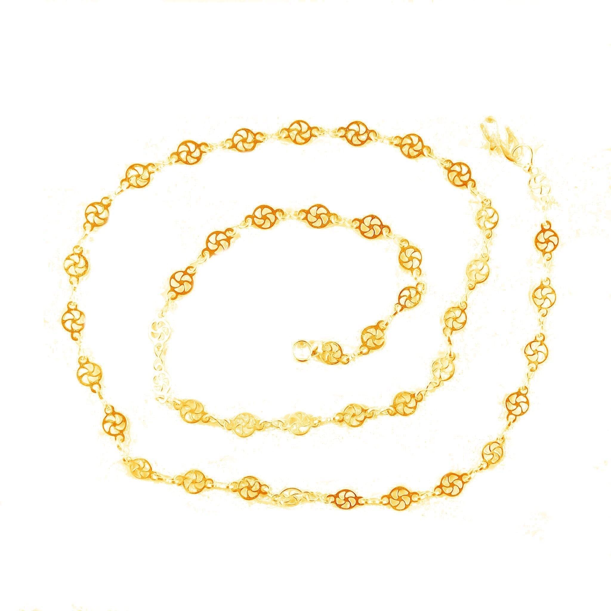 Decorative motif link 18K Gold Overlay Over Copper necklace with polished finish, ideal for elegant everyday wear and refined jewelry styling occasions