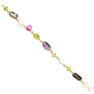 Elegant 18K Gold Overlay Over Copper beaded jewelry chain with Rainbow Quartz Citrine Quartz and Mabe Pearl for custom necklace and bracelet designs