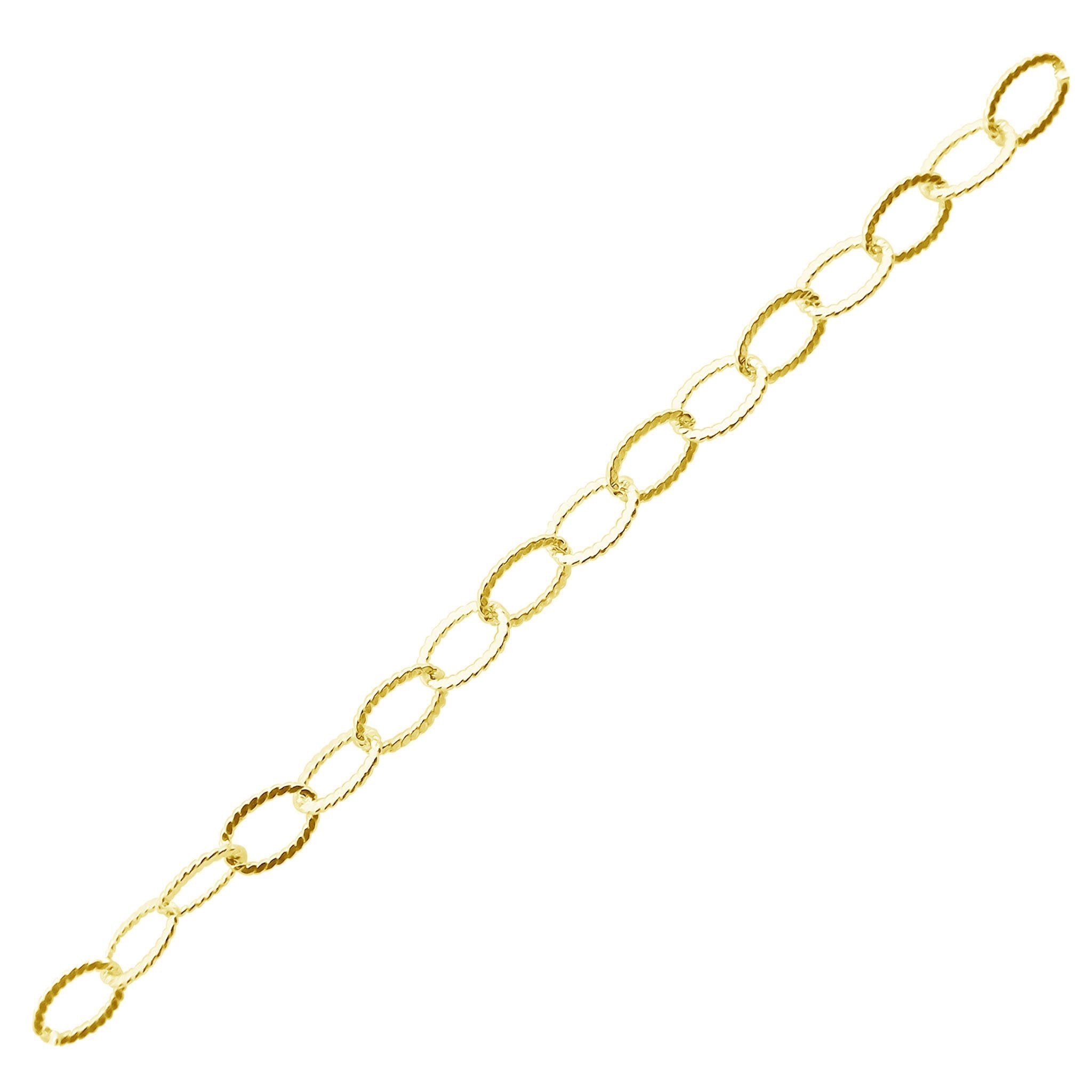 Textured oval link jewelry chain crafted with 18K Gold Overlay Over Copper featuring polished finish sold per foot for DIY jewelry projects