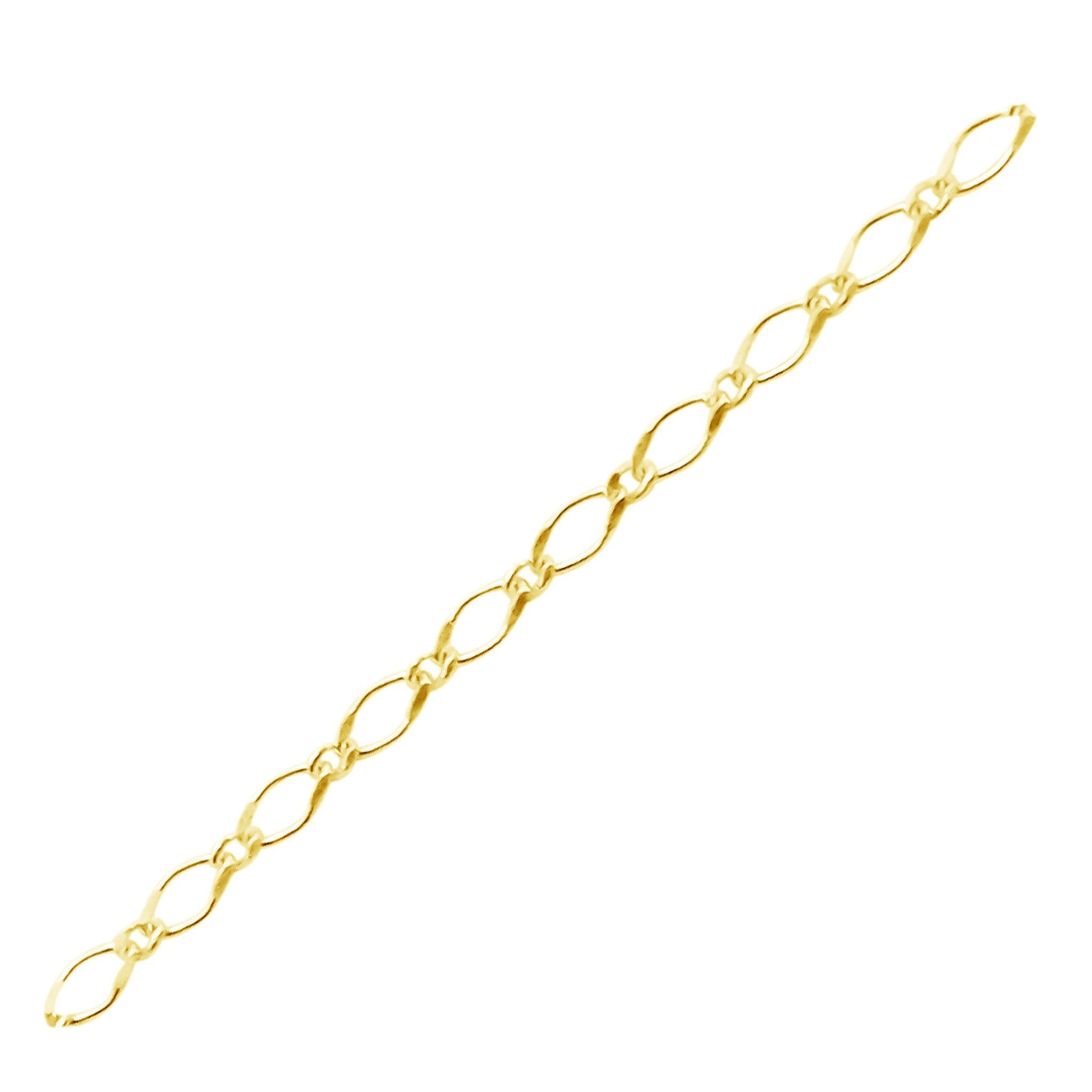 Alternating oval link jewelry chain crafted with 18K Gold Overlay Over Copper featuring mixed link sizes sold per foot for DIY jewelry projects