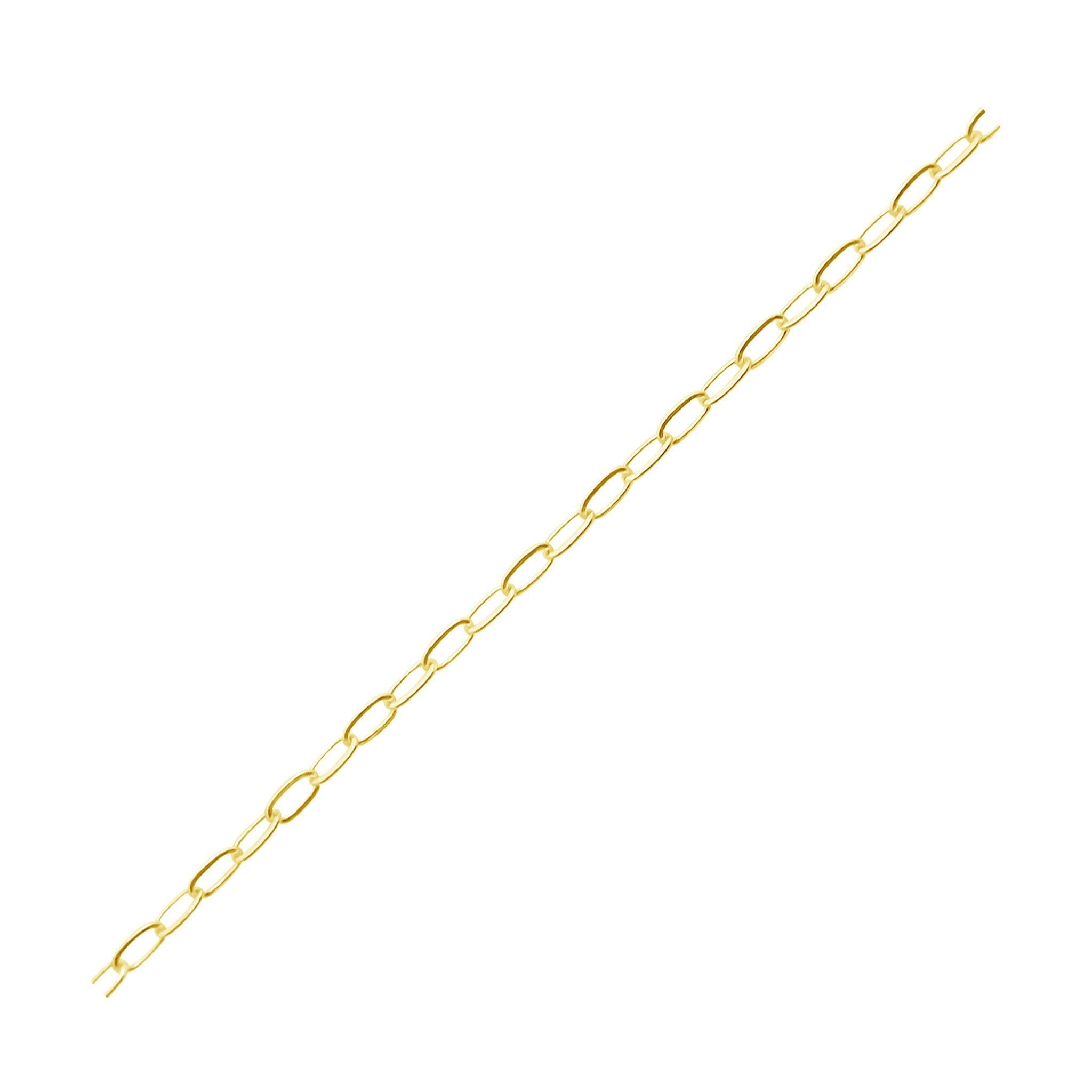 Slim oval link jewelry chain crafted with 18K Gold Overlay Over Copper featuring polished finish sold per foot for DIY jewelry projects