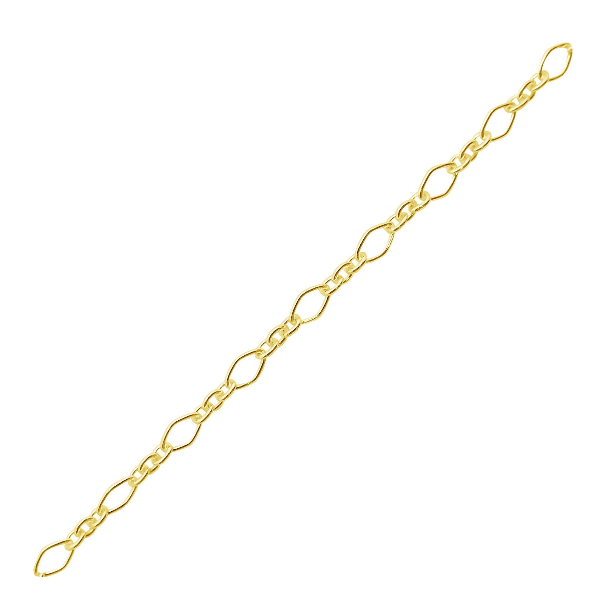 Alternating slim oval link jewelry chain crafted with 18K Gold Overlay Over Copper featuring mixed link sizes sold per foot