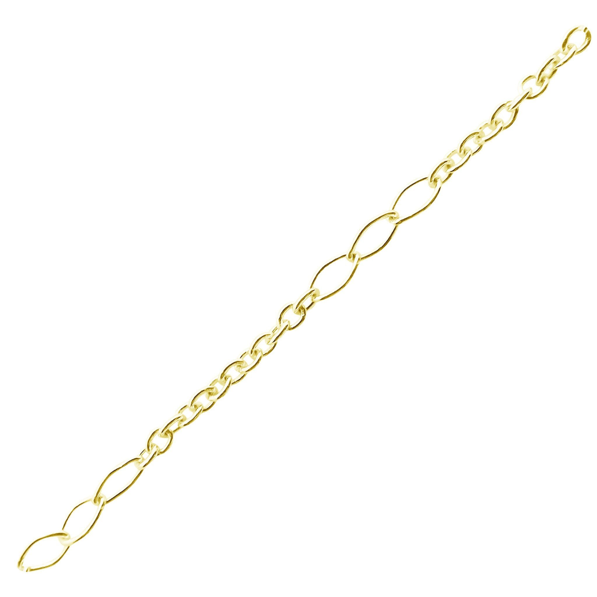 Elegant elongated link chain made with 18K Gold Overlay Over Copper showcasing smooth polished finish, oval link structure, and modern design for everyday wear