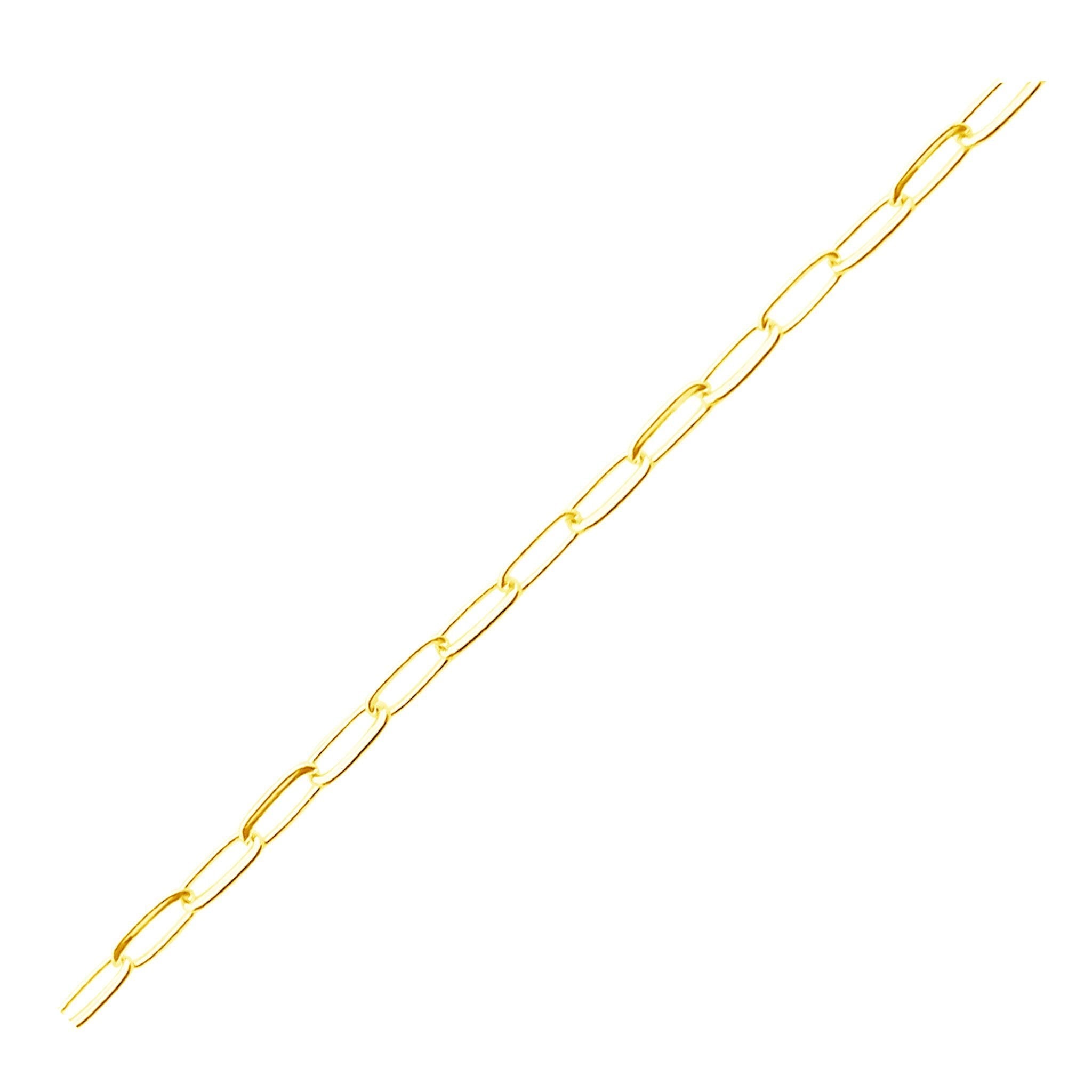 Elegant elongated link chain made with 18K Gold Overlay Over Copper featuring smooth polished finish and elongated links, sold per foot for custom jewelry projects