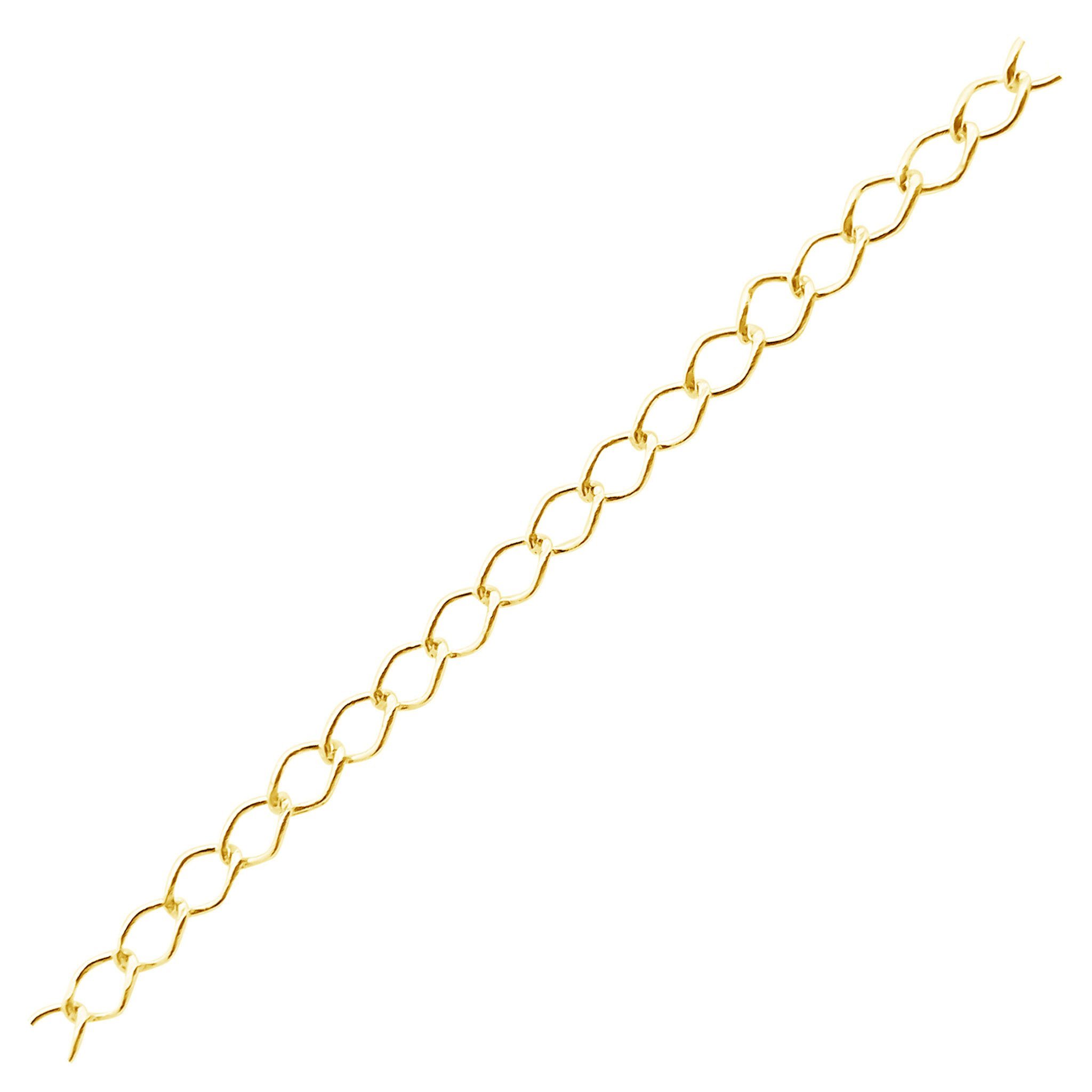 Fine oval link chain made with 18K Gold Overlay Over Copper featuring smooth polished 3MM X 2MM links and flexible length sold per foot for minimal custom jewelry projects