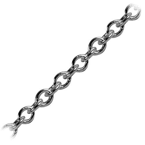 Fine oval link chain made with Black Rhodium Overlay Over Copper featuring smooth polished dark links and flexible length sold per foot for minimal custom jewelry projects