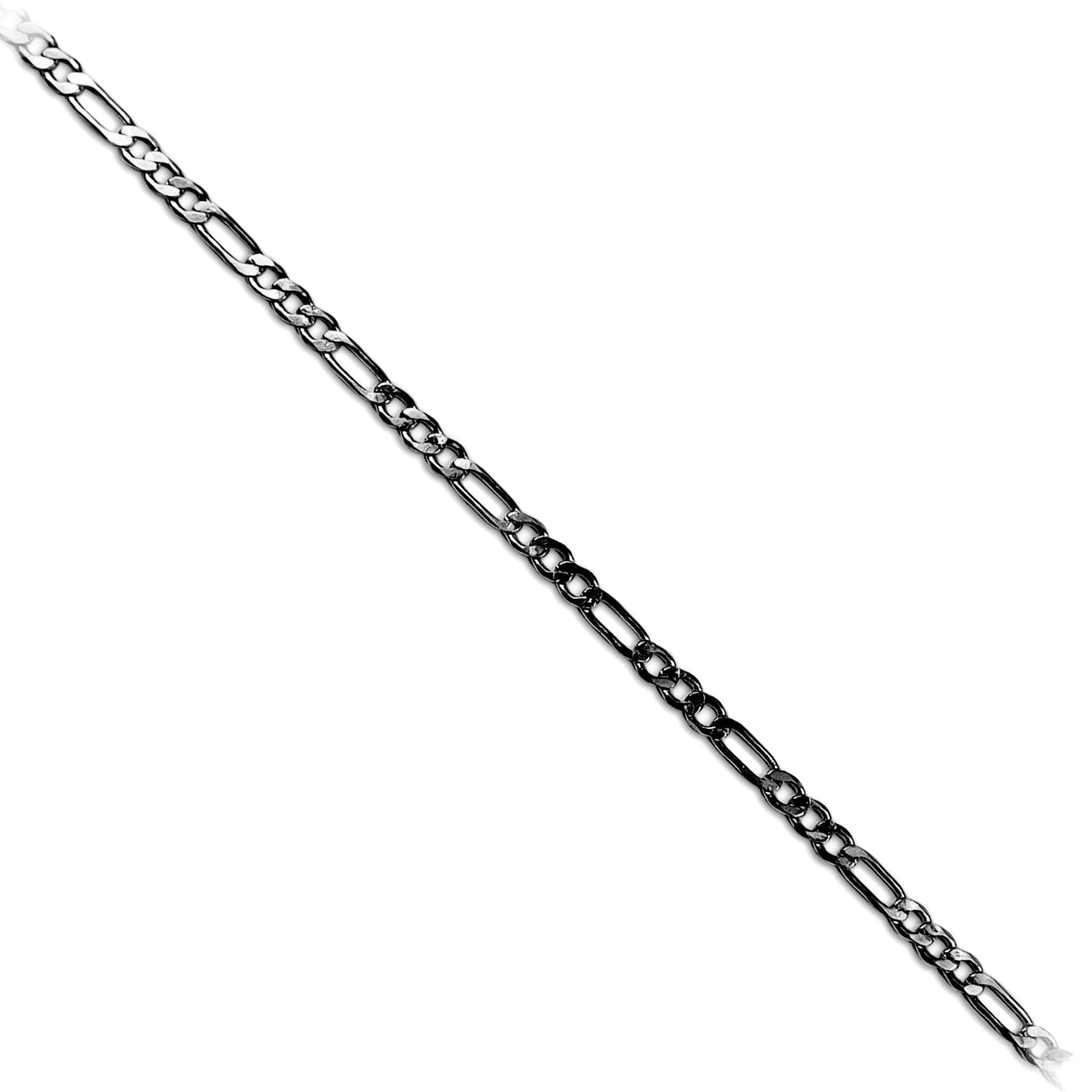Alternating elongated link chain crafted with Black Rhodium Overlay Over Copper featuring a polished dark finish, sold per foot for modern layered jewelry designs