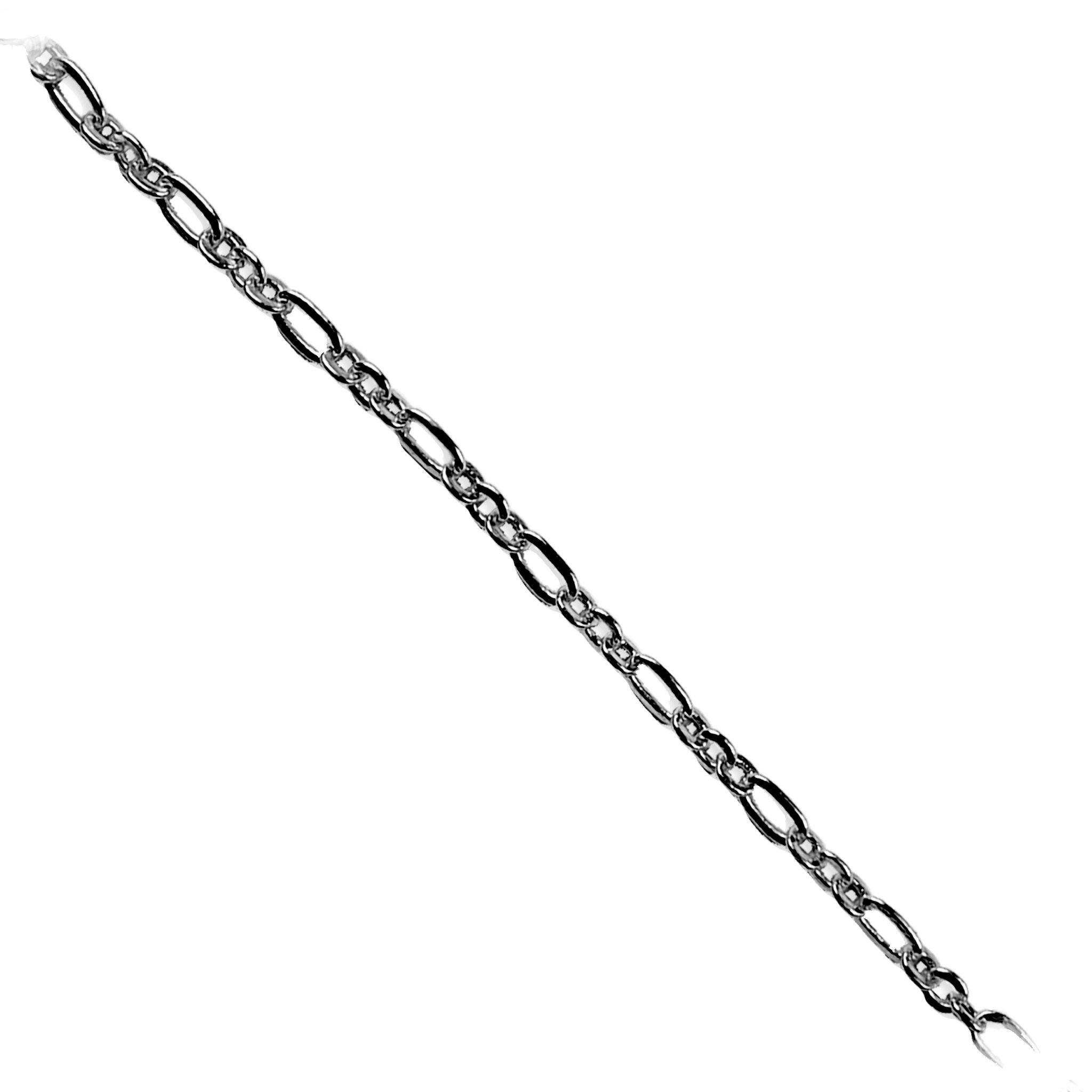 Alternating slim elongated link chain crafted with Black Rhodium Overlay Over Copper featuring a polished dark finish, sold per foot for modern layered jewelry designs