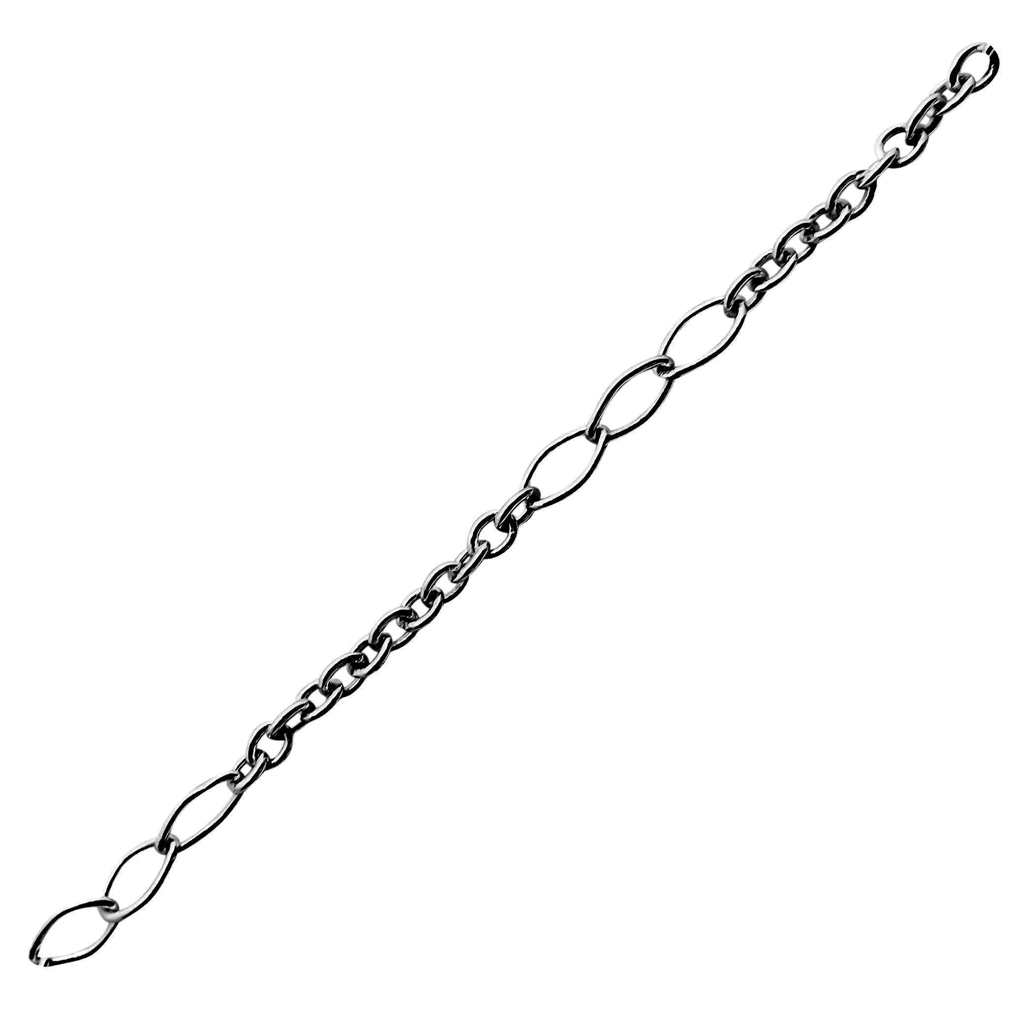 Alternating oval link chain crafted with Black Rhodium Overlay Over Copper, designed for creative jewelry styling, layered accessories, and custom everyday designs