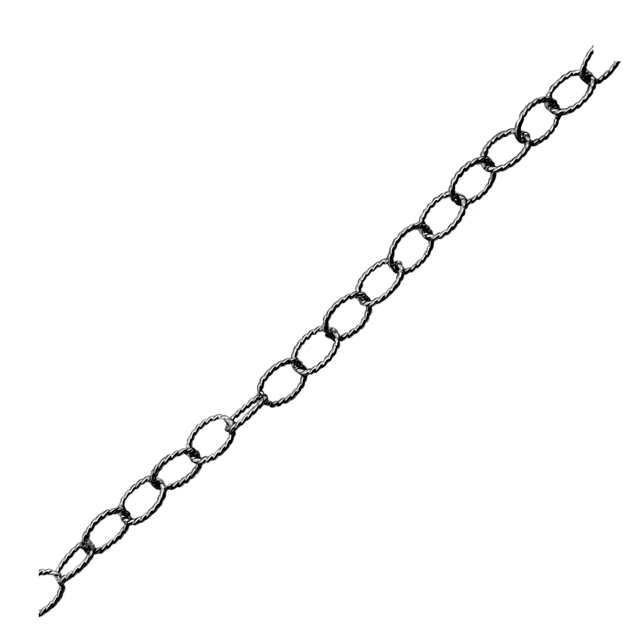 Large textured oval link chain crafted with Black Rhodium Overlay Over Copper, designed for bold jewelry styling, statement accessories, and creative custom design projects