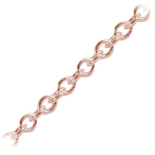 Fine oval link chain crafted with Rose Gold Overlay Over Copper, designed for minimalist jewelry styling, delicate layering, and custom everyday accessory designs