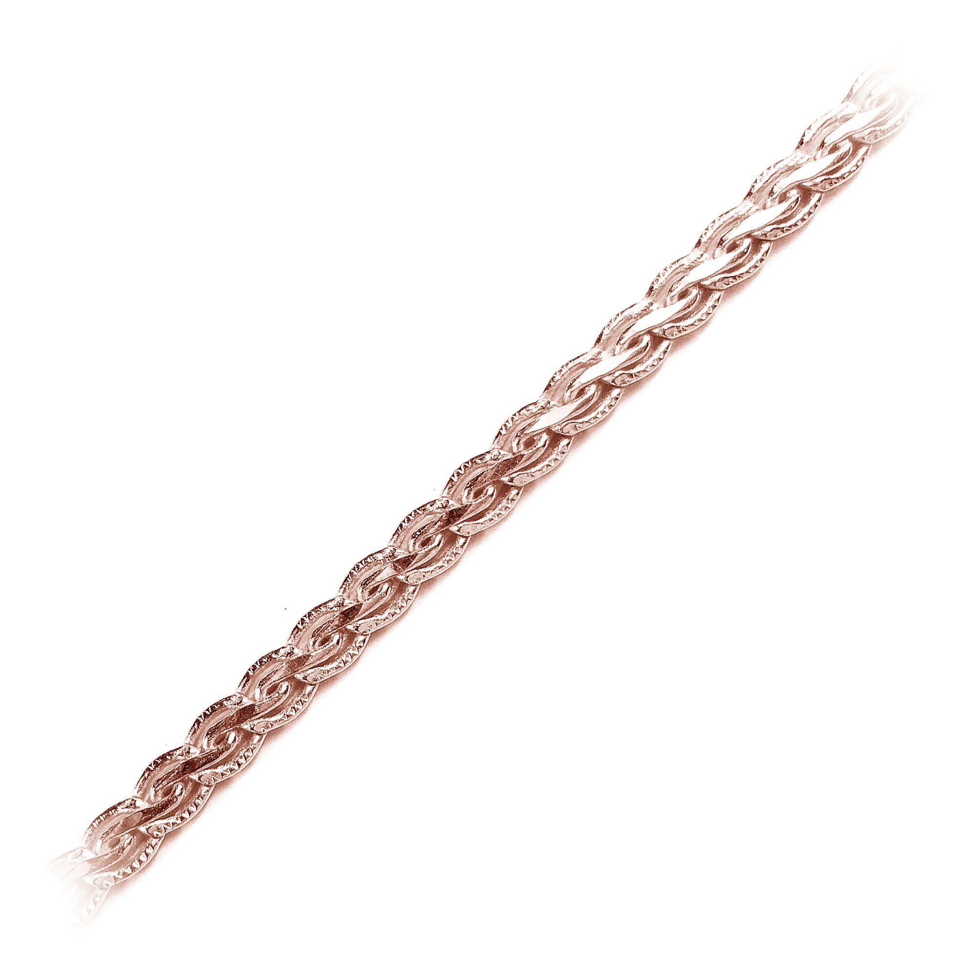 Rose Gold Overlay Over Copper textured chain with slim interwoven links, ideal for delicate necklaces and bracelets, sold per foot for handmade jewelry.