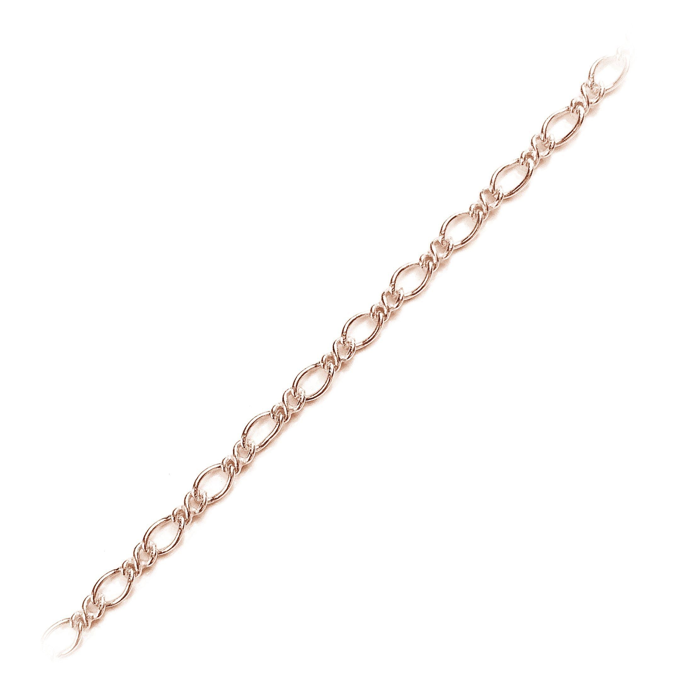 Rose Gold Overlay Over Copper oval link chain with smooth medium links, ideal for handmade necklaces and bracelets, sold per foot.
