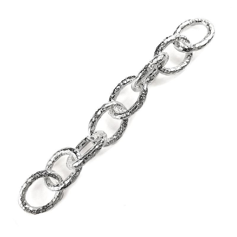 Silver overlay over copper beading and extender chain with bold textured oval interlocking links designed for statement jewelry styling and custom handcrafted creations