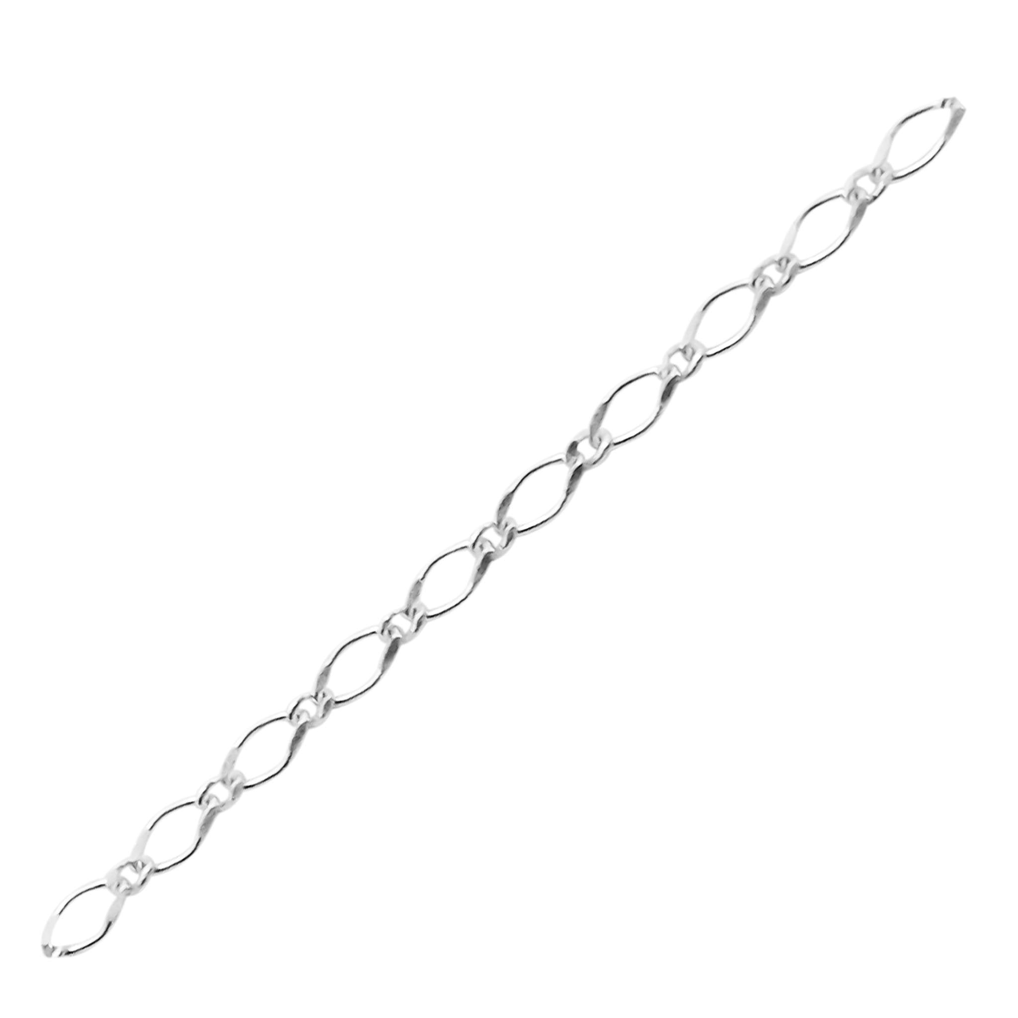 Silver Overlay Over Copper mixed oval link beading and extender chain sold as per foot, ideal for creating custom necklaces, bracelets, and layered jewelry designs