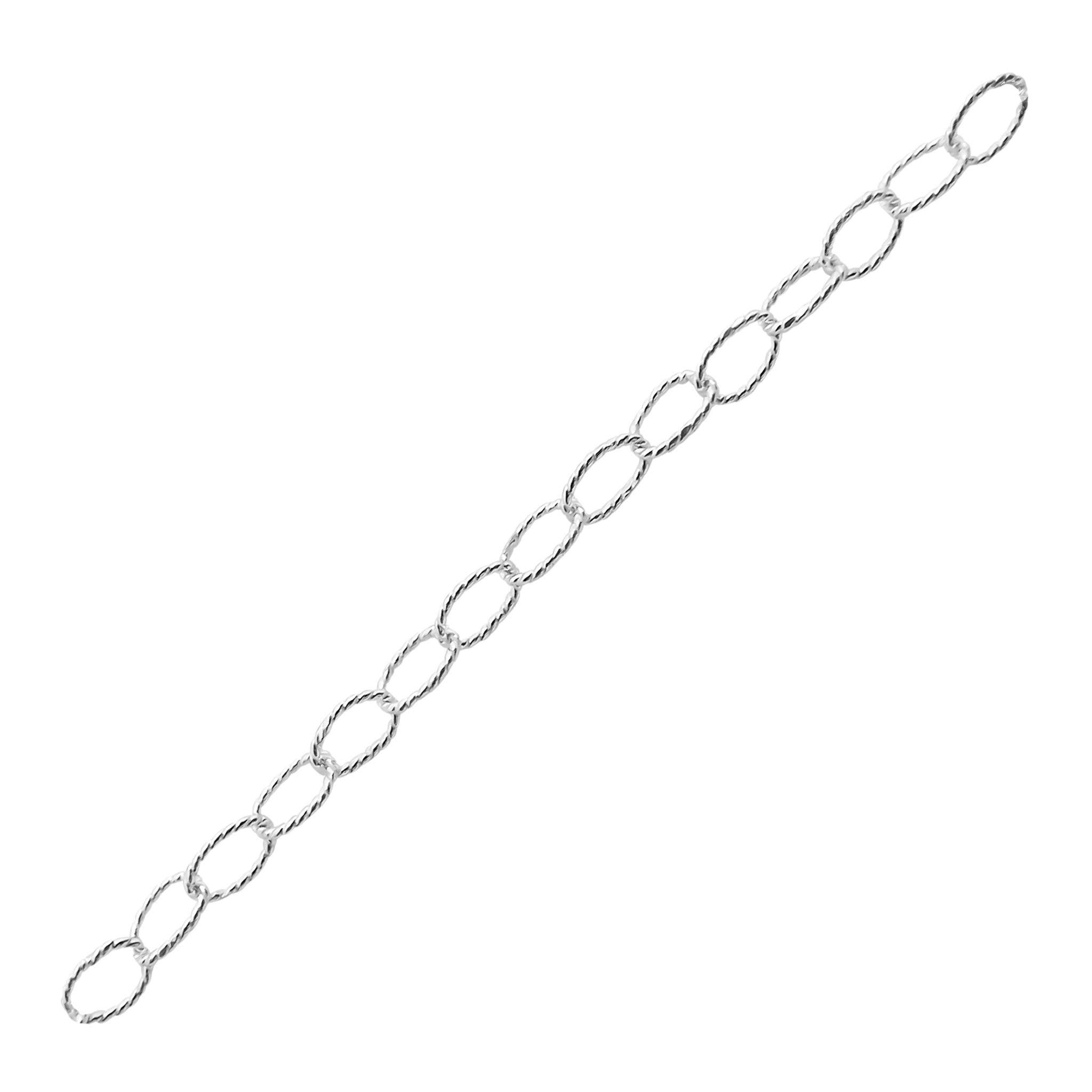 Silver Overlay Over Copper uniform oval link beading and extender chain sold as per foot, ideal for creating custom necklaces, bracelets, and layered jewelry