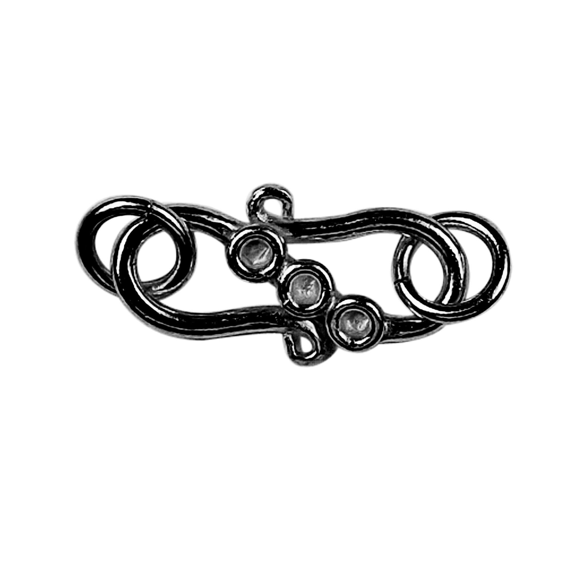 Black Rhodium Overlay Over Copper Designer Multi-Stone Hook Clasp Handcrafted In India For Handmade Jewelry