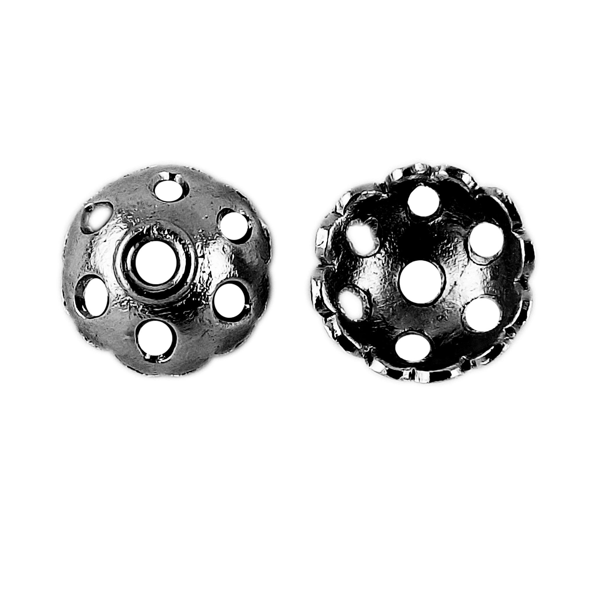 Black Rhodium Overlay Over Copper designer perforated bead cap handcrafted in India with cut-out dome finish