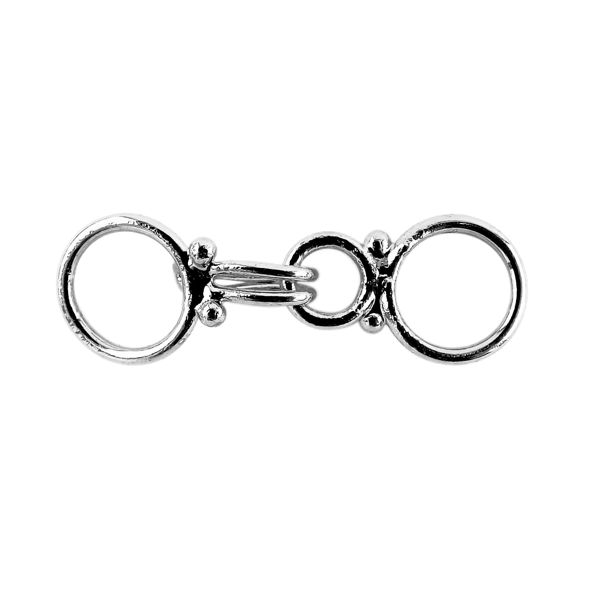 Minimal Black Rhodium Overlay Over Copper handcrafted connector link from India with polished circular double ring design for DIY jewelry