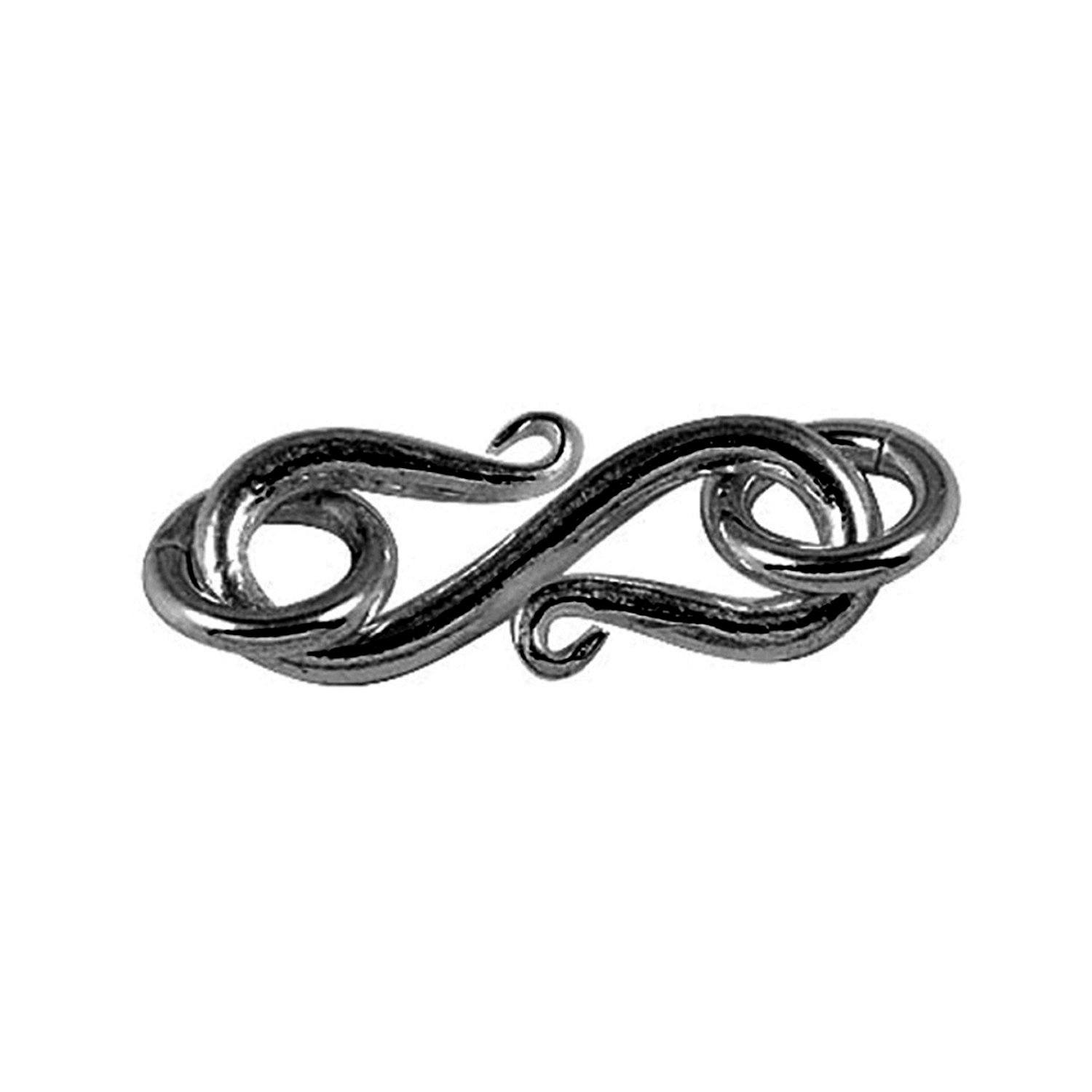 Minimal Black Rhodium Overlay Over Copper handcrafted S Hook from India with smooth curved design and polished finish for DIY jewelry