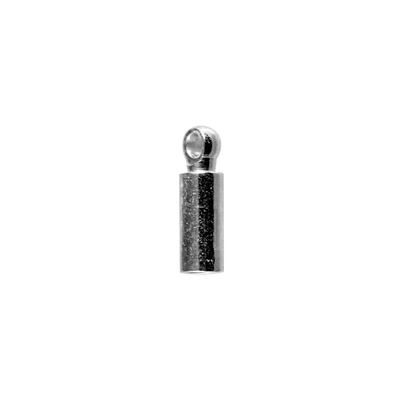 Minimal Black Rhodium Overlay Over Copper handcrafted cord end from India with smooth cylindrical finish and loop for DIY jewelry