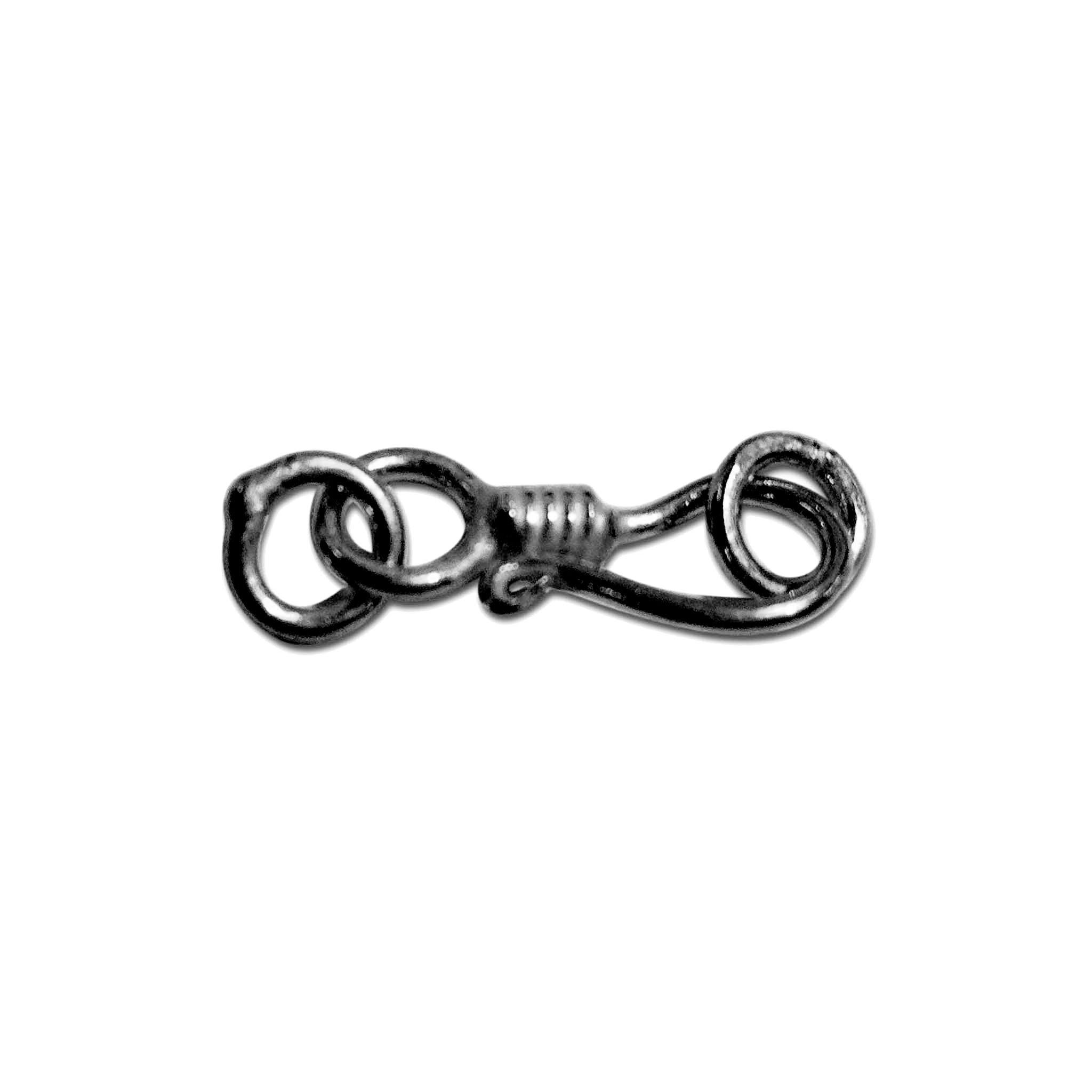 Artisan Black Rhodium Overlay Over Copper handcrafted coiled S Hook from India with circular end rings for DIY jewelry