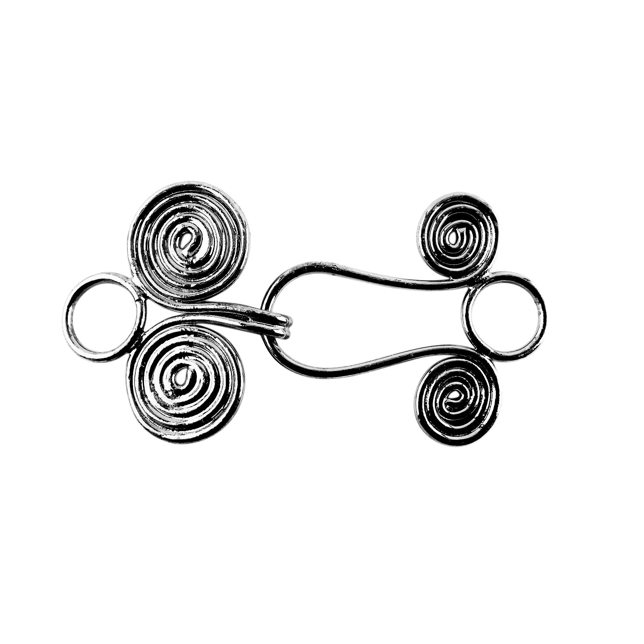 Artisan Black Rhodium Overlay Over Copper handcrafted spiral hook clasp from India with coil wire design for DIY jewelry