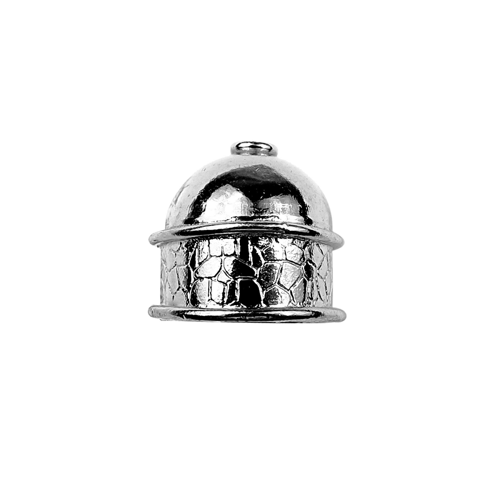 Decorative Black Rhodium Overlay Over Copper handcrafted hammered dome cap bead from India with textured design for DIY jewelry