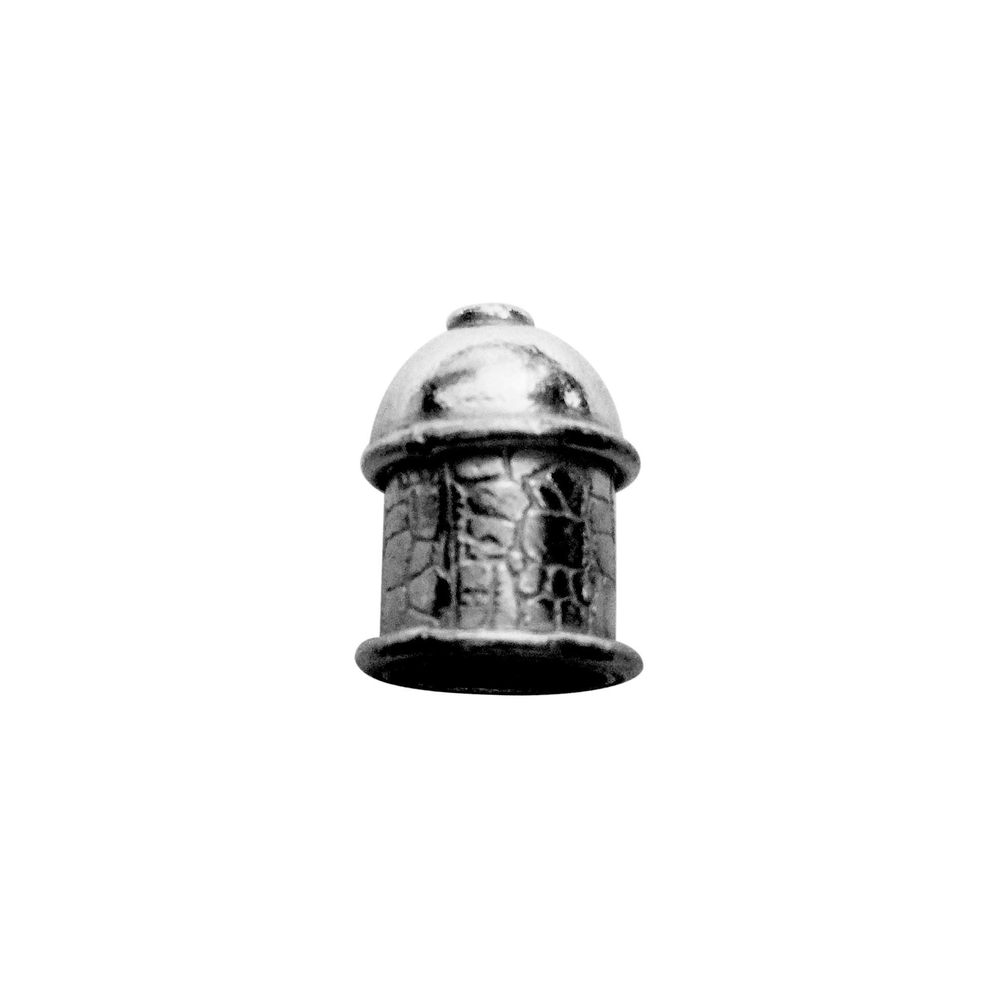 Black Rhodium Overlay Over Copper handcrafted End Cap from India with refined dark metallic finish