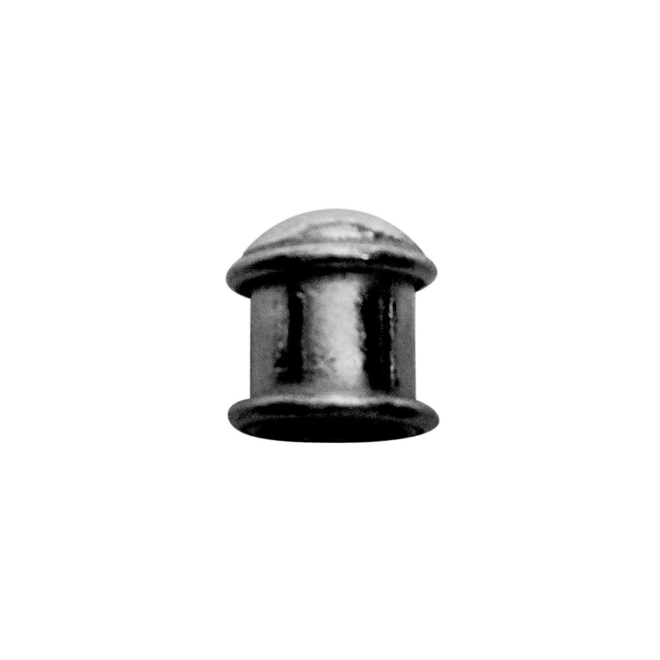 Handcrafted black rhodium overlay over copper jewelry bead from India featuring a smooth domed cylinder shape for custom necklaces.