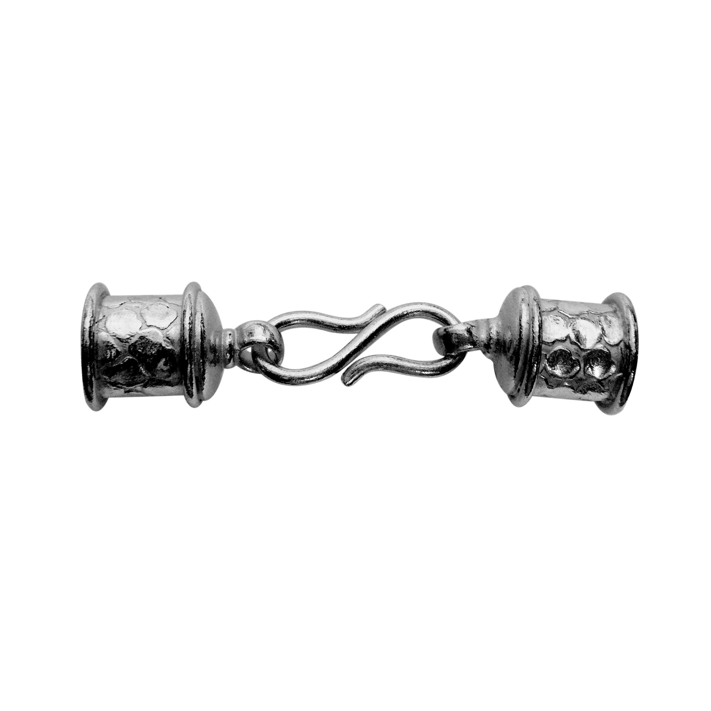 Black Rhodium Overlay Over Copper handcrafted textured End Cap with S-hook connector from India for jewelry finishing