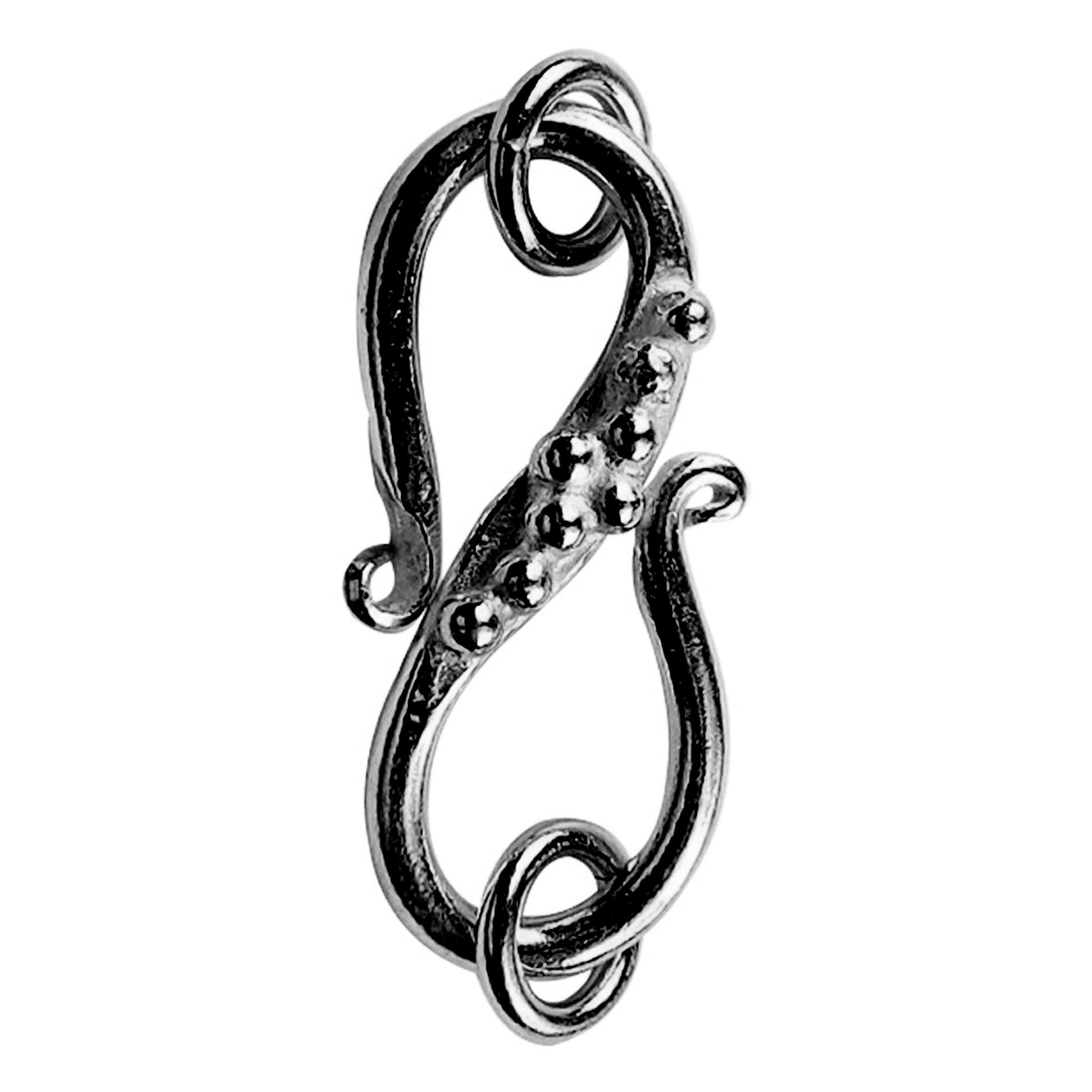 Black Rhodium Overlay Over Copper handcrafted decorative S-hook clasp with beaded accent from India