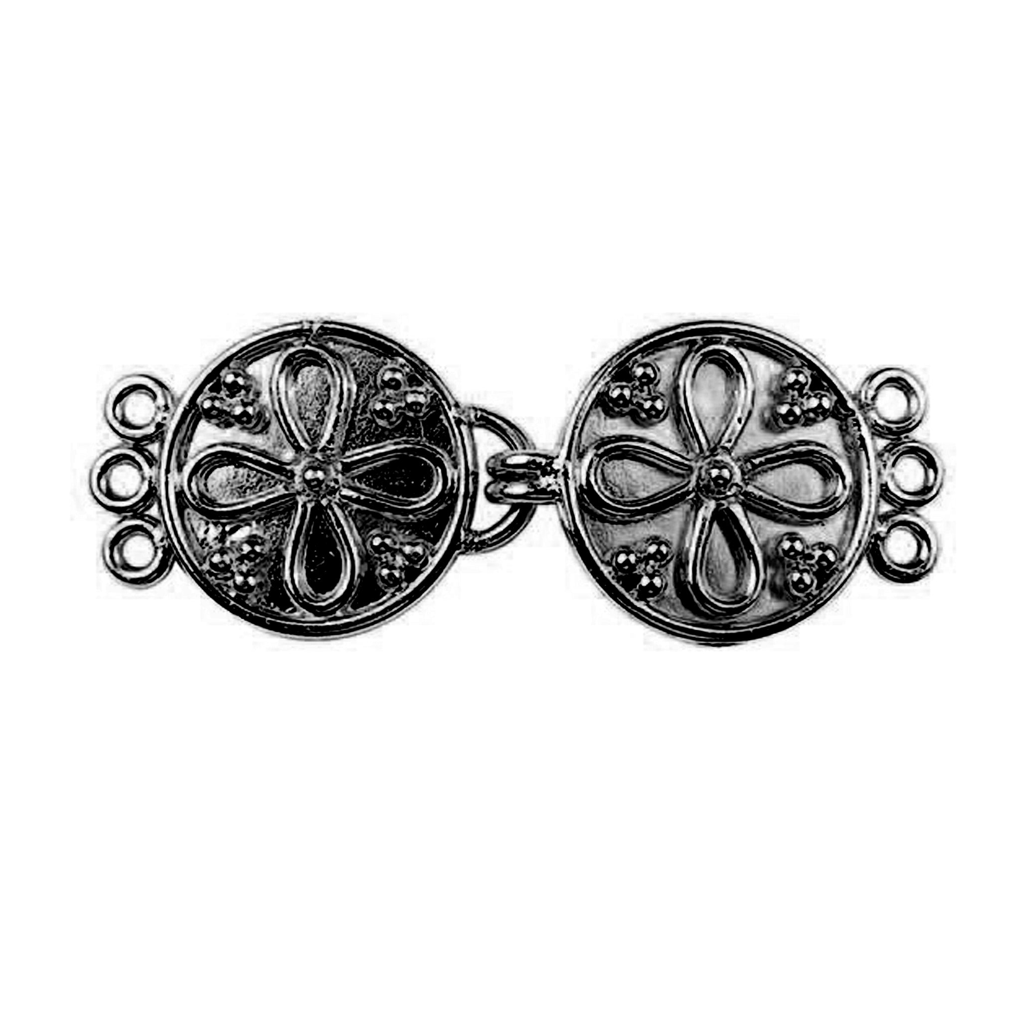 Black Rhodium Overlay Over Copper handcrafted multi strand clasp with 3 holes from India for jewelry making