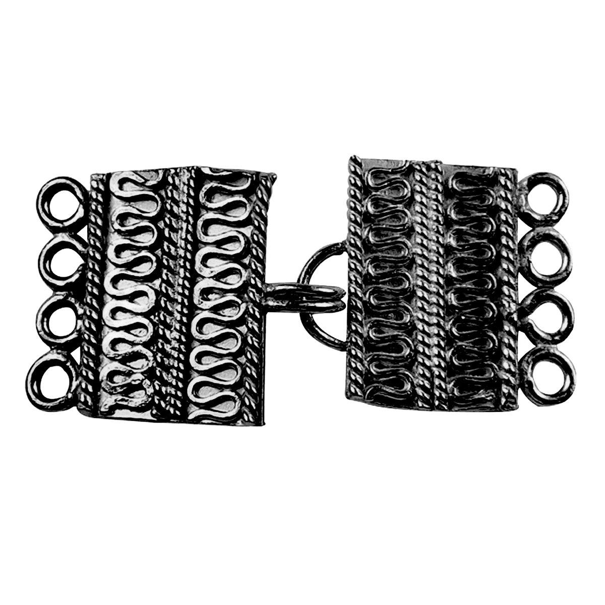 Elegant Black Rhodium Overlay Over Copper Multi Strand Clasp With 4 Holes handmade in India