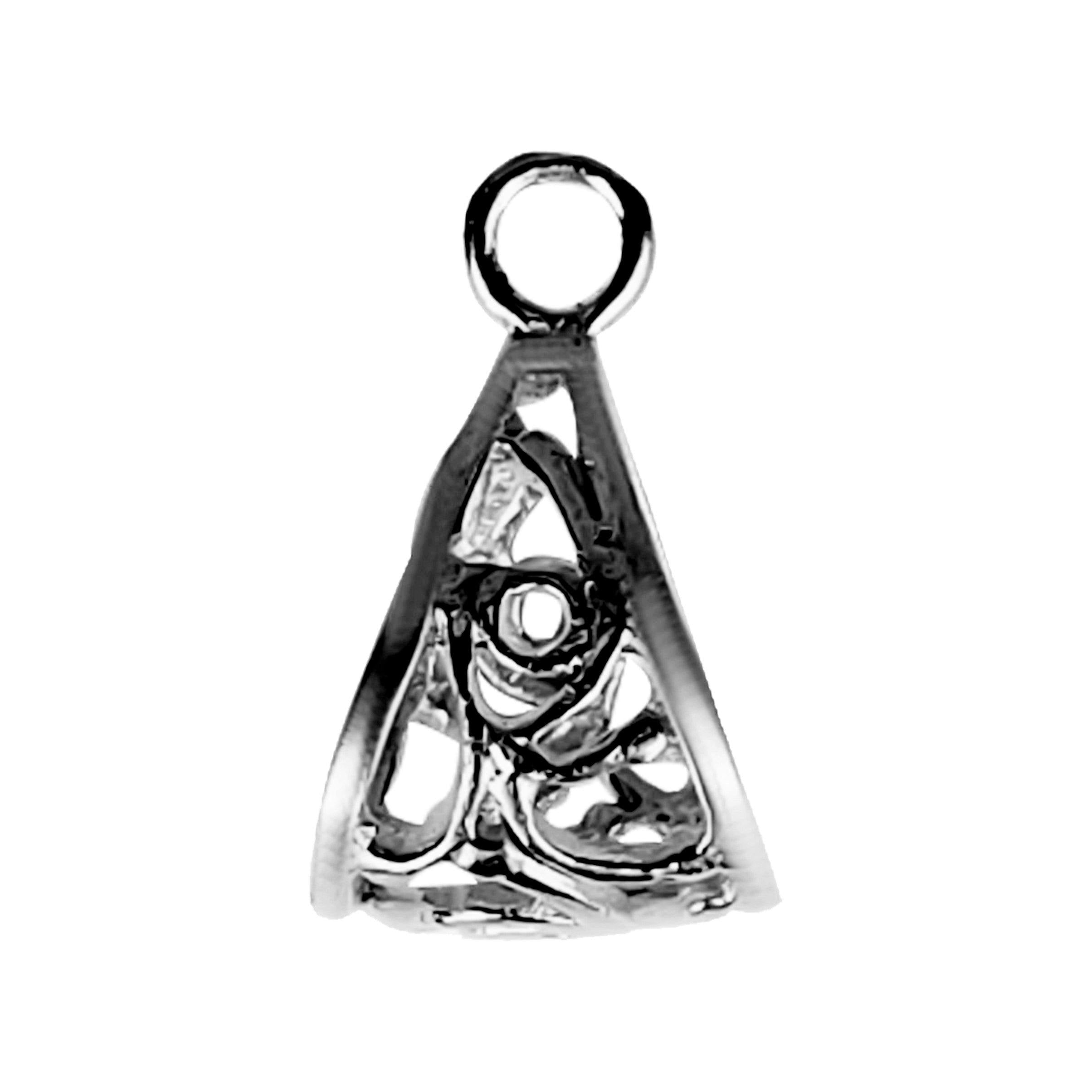 Elegant Black Rhodium Overlay Over Copper triangle shape jewelry charm handmade in India