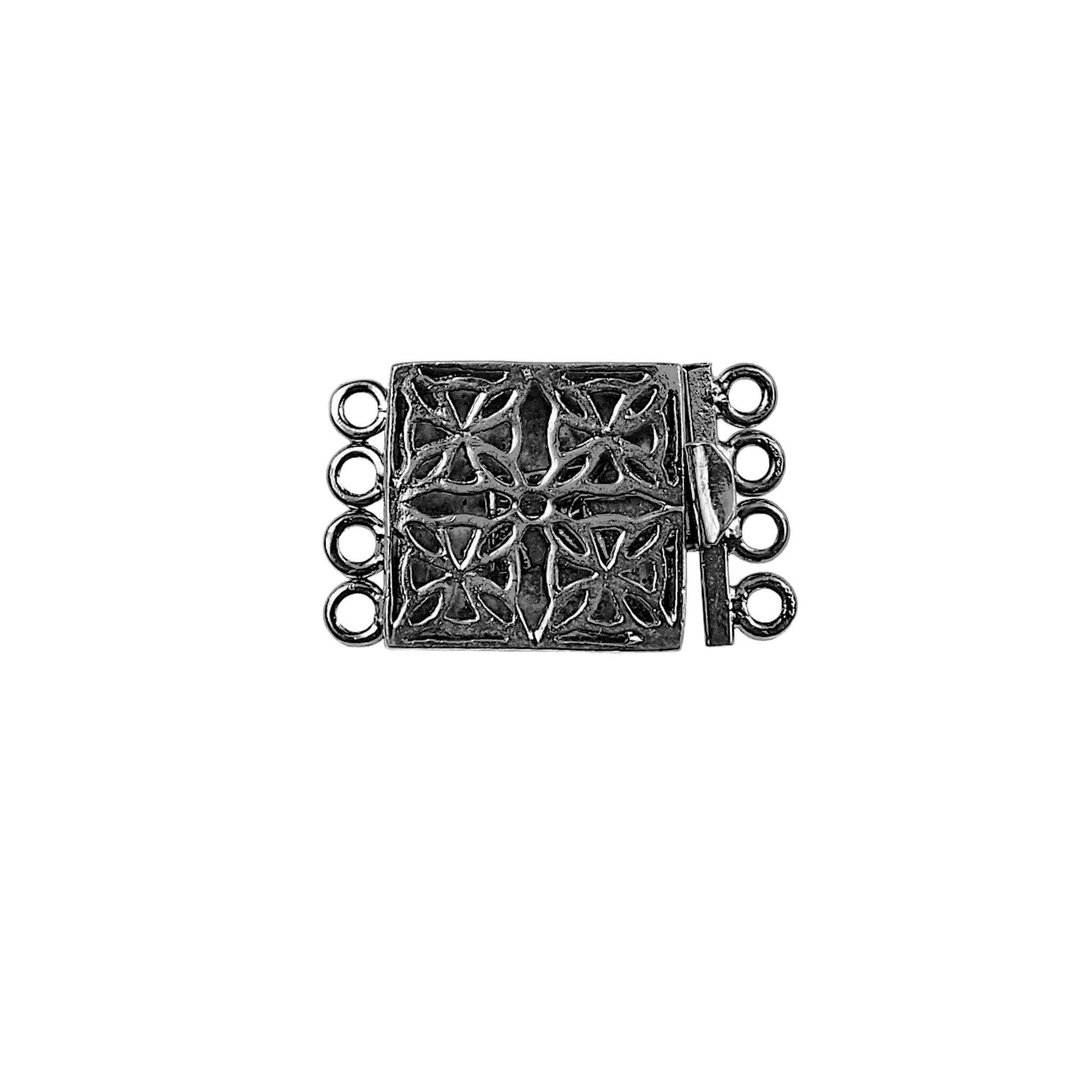 Elegant Black Rhodium Overlay Over Copper Multi Strand Clasp With 4 Holes handmade in India