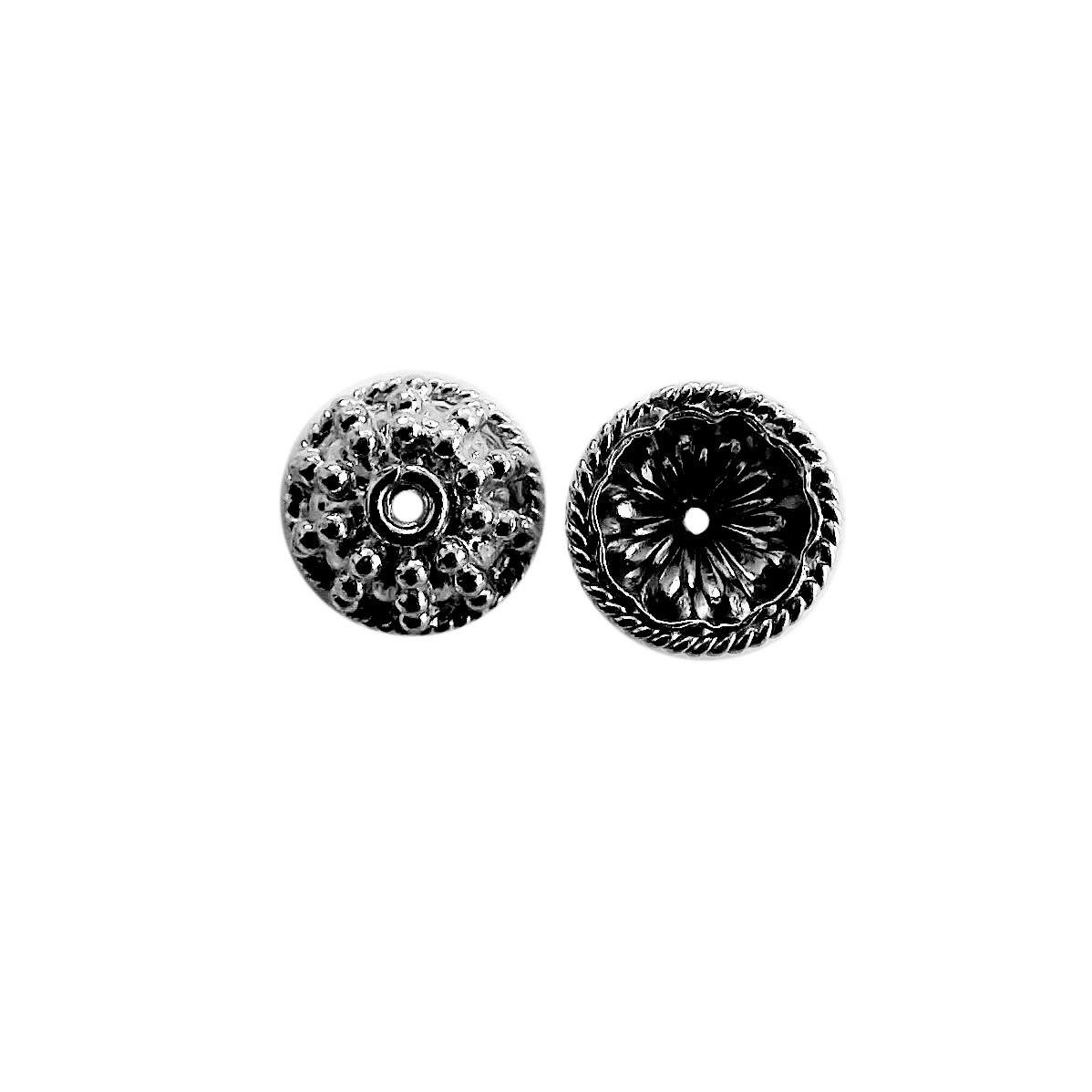 Black Rhodium Overlay Over Copper textured bead caps handcrafted in India for jewelry making