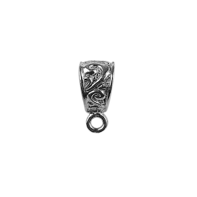 Black Rhodium Overlay Over Copper scroll engraved pendant bail handcrafted in India for jewelry making