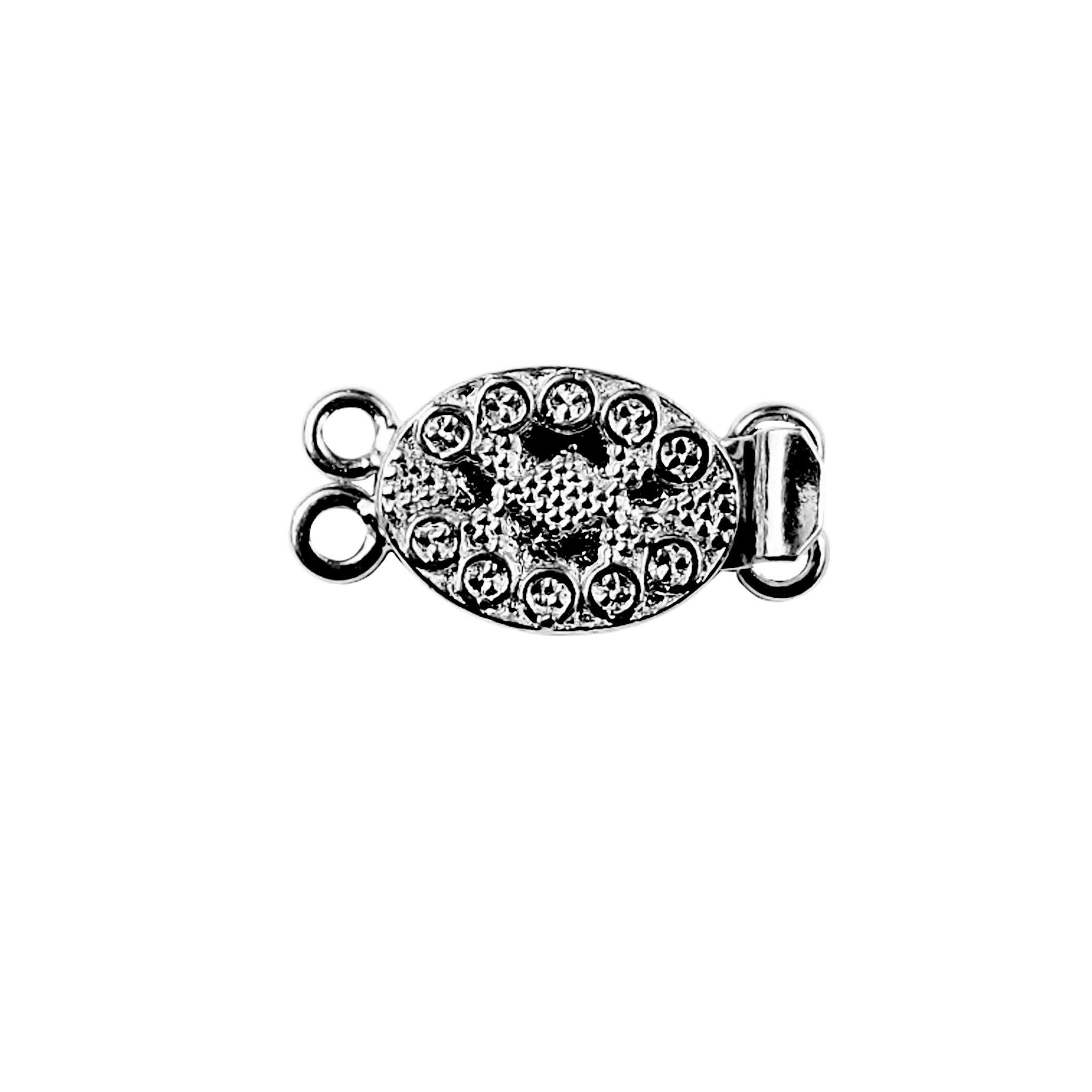 Black Rhodium Overlay Over Copper oval multi strand box clasp with 2 hole handcrafted in India for jewelry making