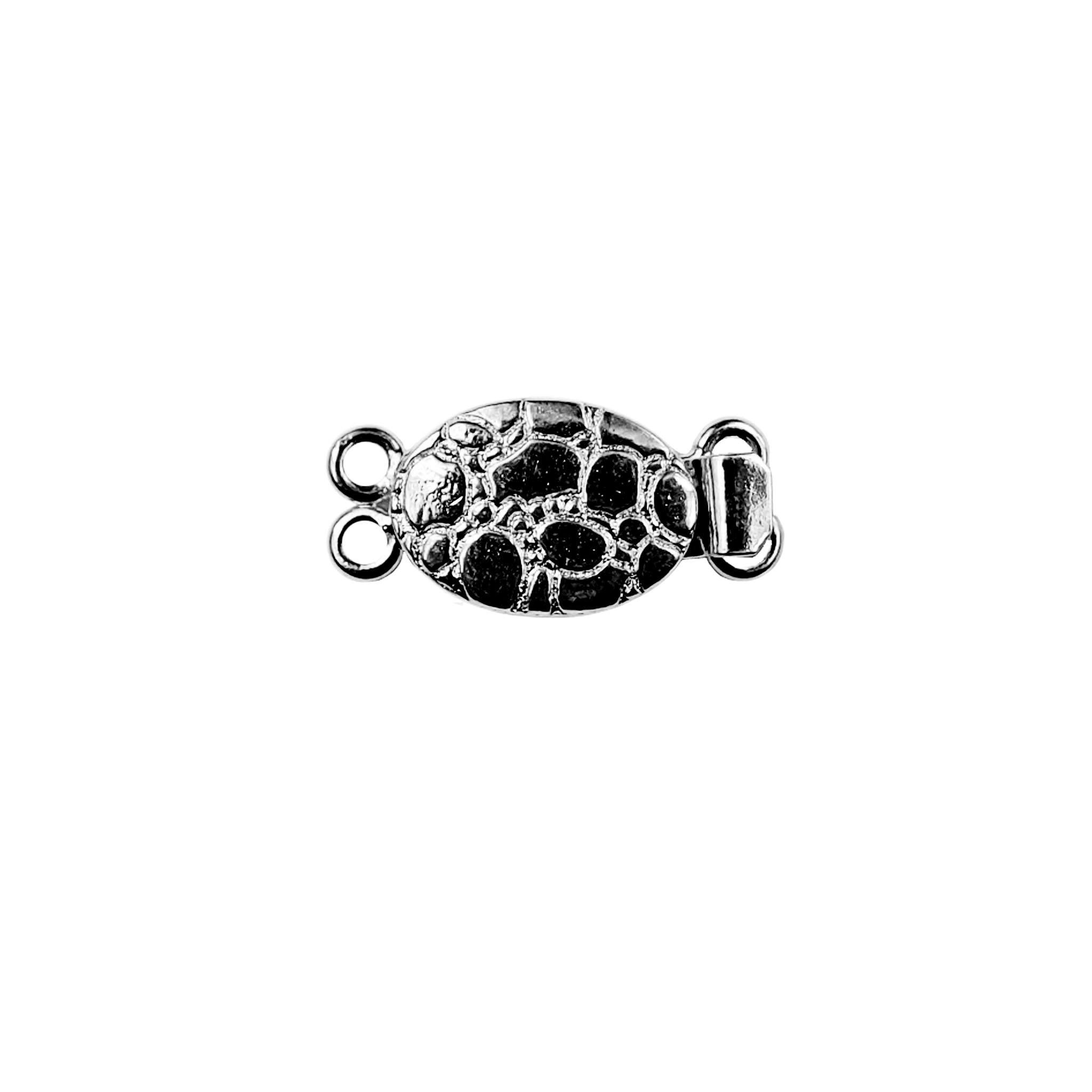 Black Rhodium Overlay Over Copper textured oval multi strand box clasp with 2 hole handcrafted in India for jewelry making