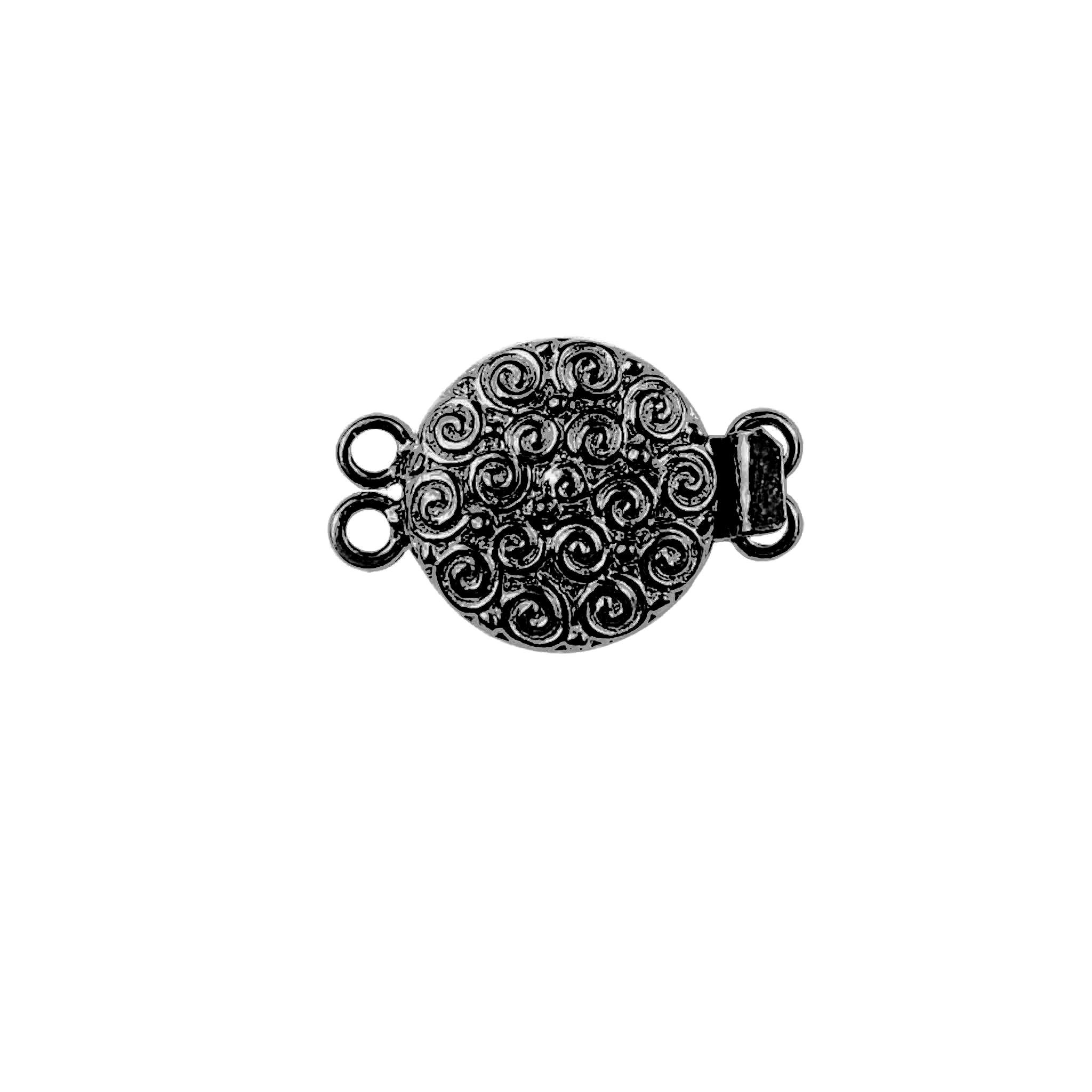 Black Rhodium Overlay Over Copper round scroll pattern multi strand box clasp with 2 hole handcrafted in India for jewelry making