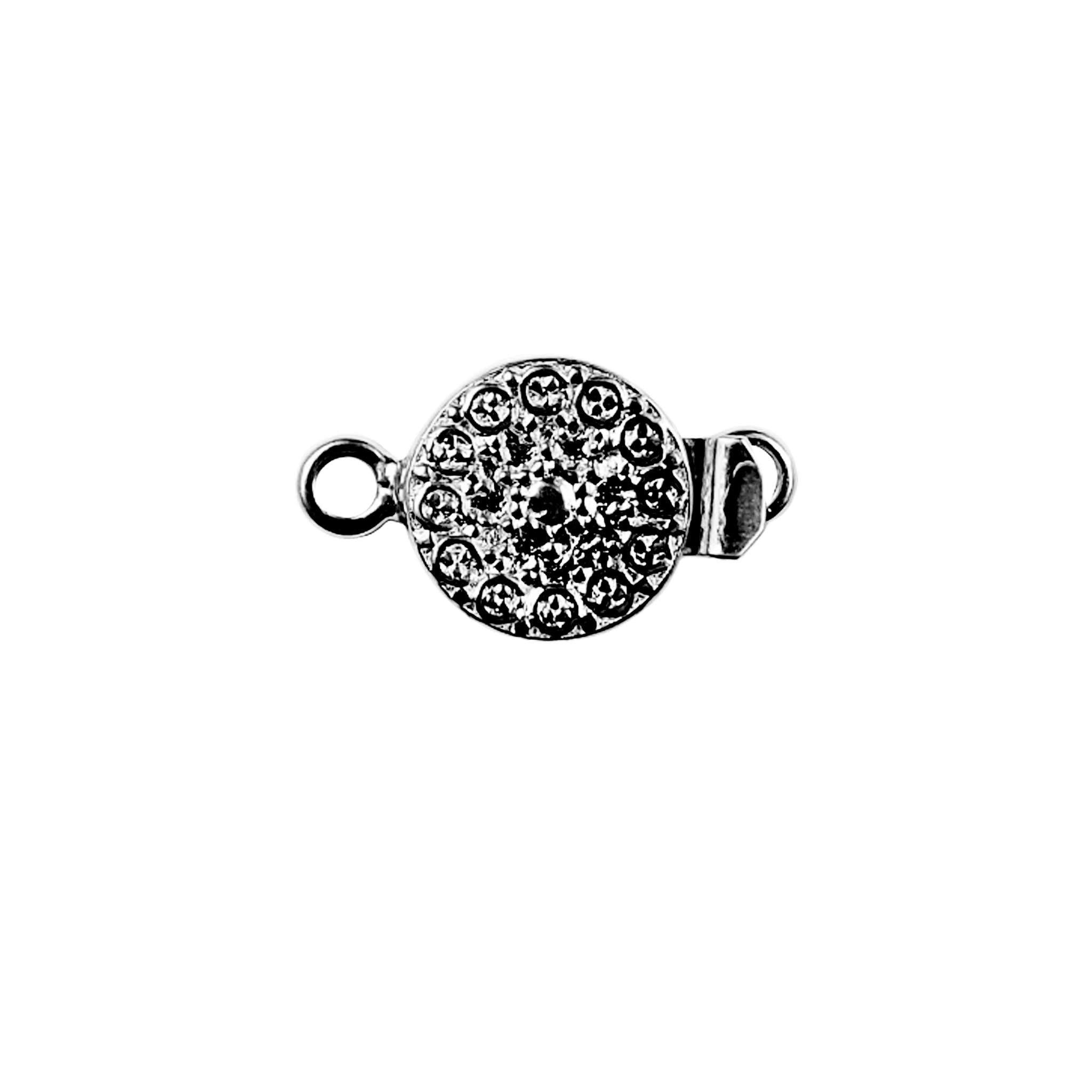 Black Rhodium Overlay Over Copper round crystal style box clasp handcrafted in India for jewelry making