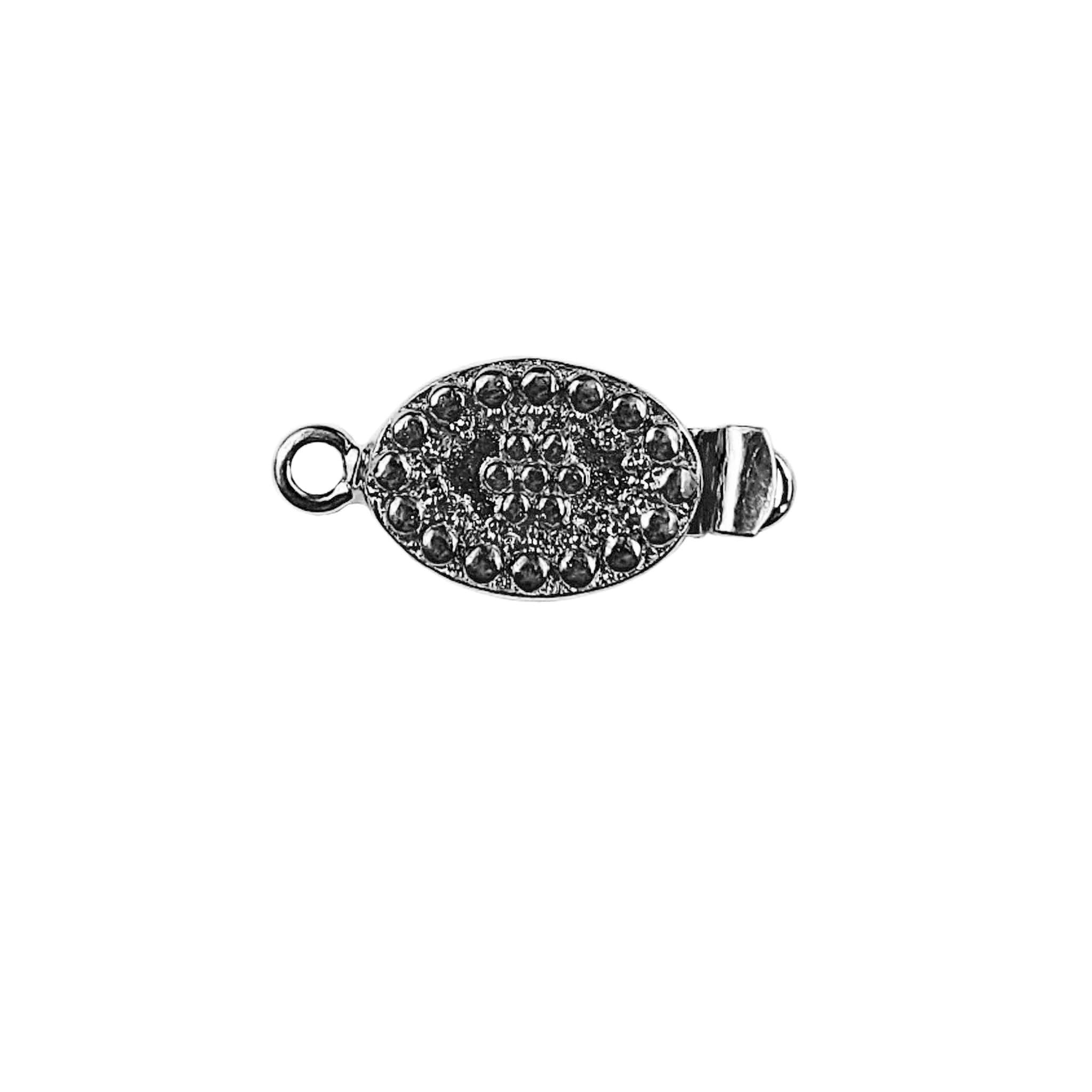 Black Rhodium Overlay Over Copper oval floral texture box clasp handcrafted in India for jewelry making