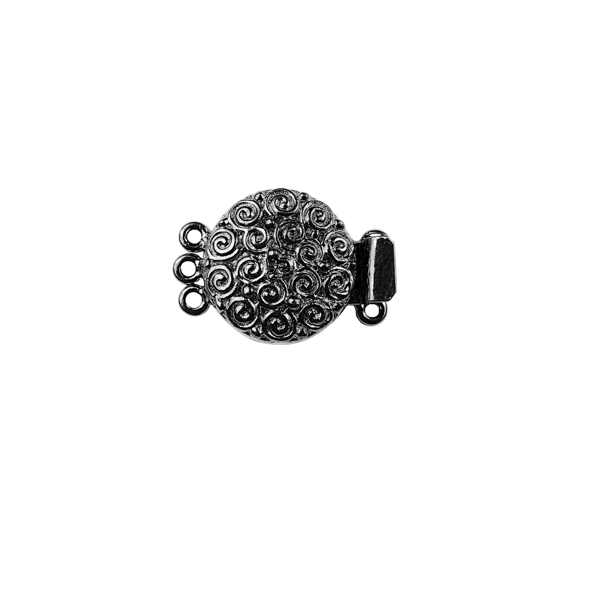 Elegant multi strand clasp with 3 hole design crafted with Black Rhodium Overlay Over Copper, handcrafted in India.