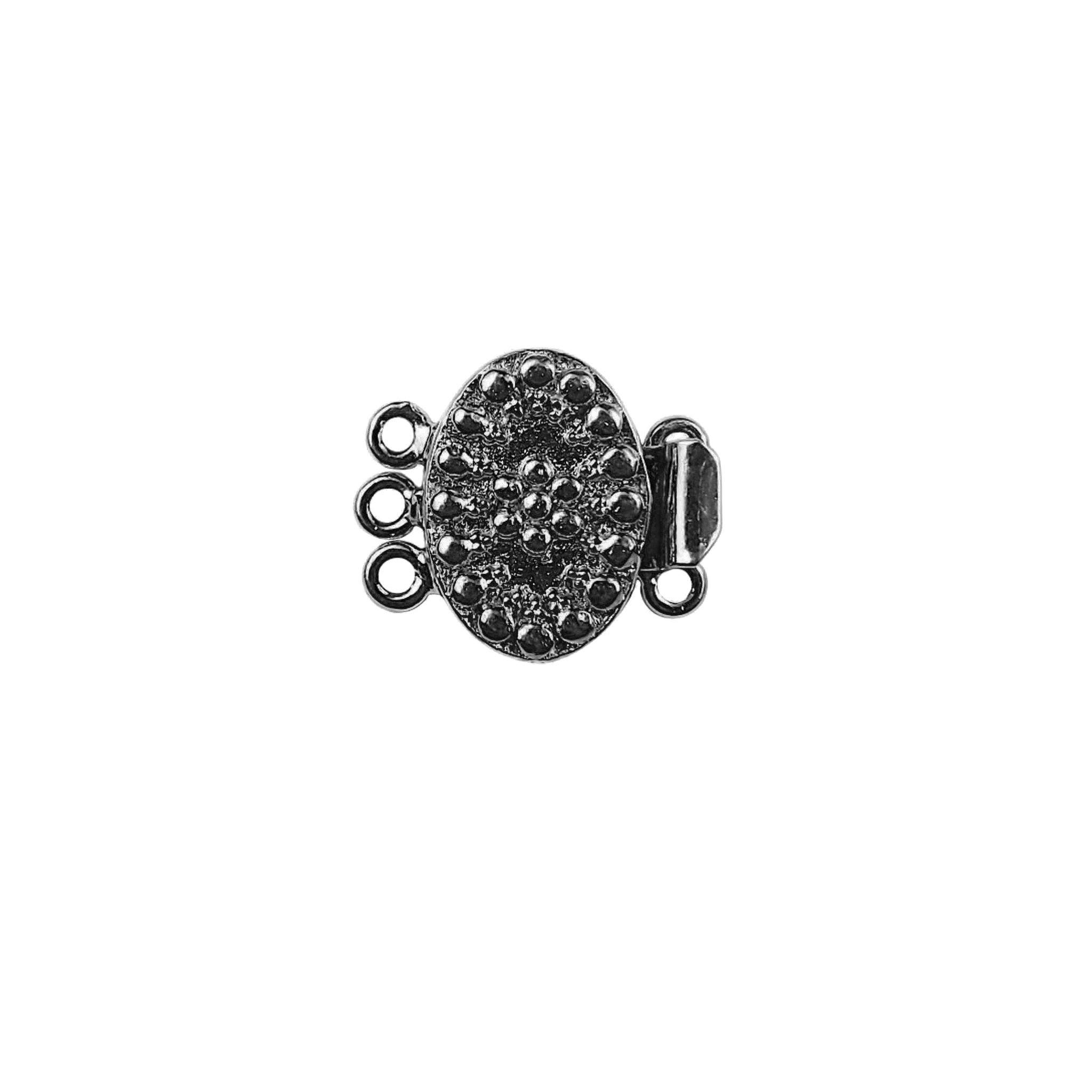Elegant oval Multi Strand Clasp With 3 Hole crafted with Black Rhodium Overlay Over Copper, handcrafted in India.