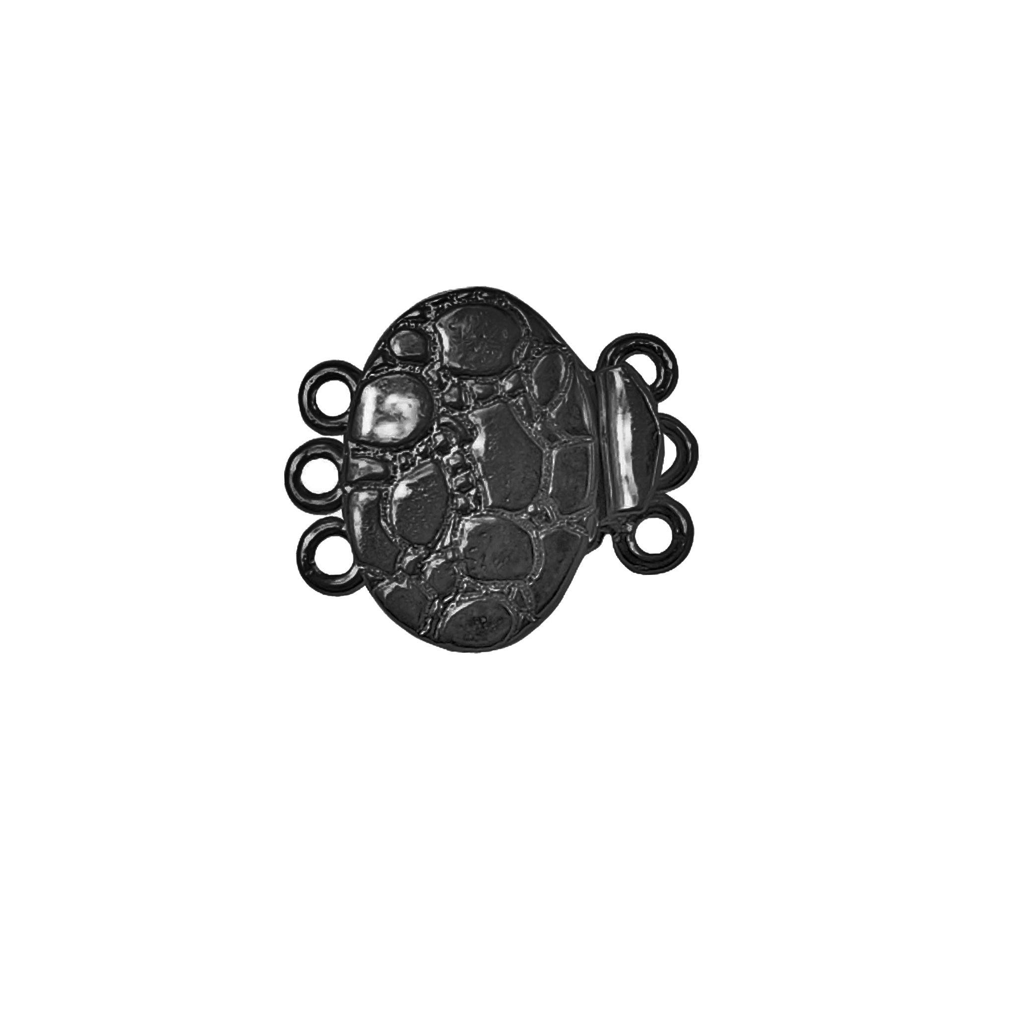 Elegant textured Multi Strand Clasp With 3 Hole crafted with Black Rhodium Overlay Over Copper, handcrafted in India.
